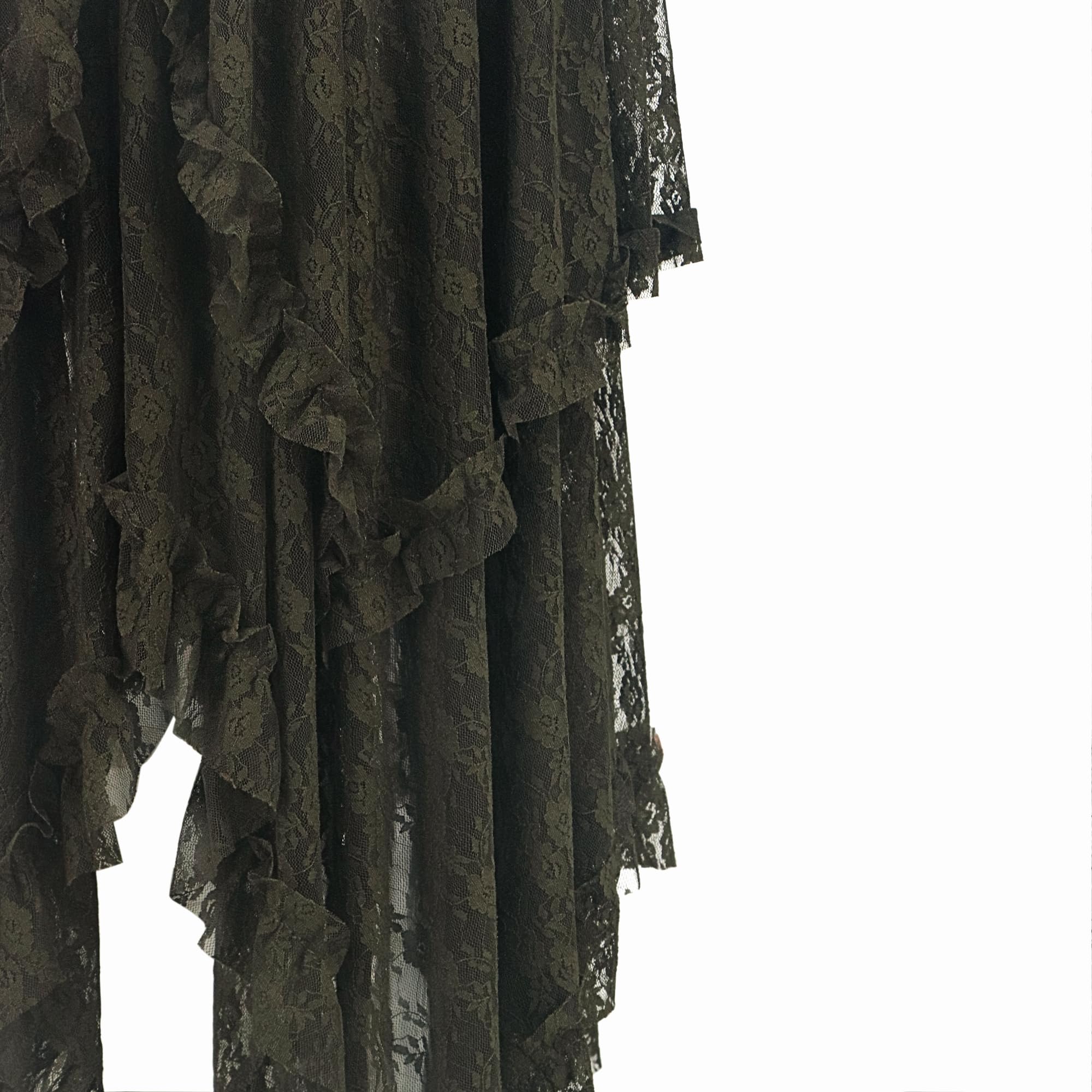 Women Lace Long Skirts Summer Elastic Asymmetrical Layered Hem Sexy See-Through Beach Floral Maxi Skirts