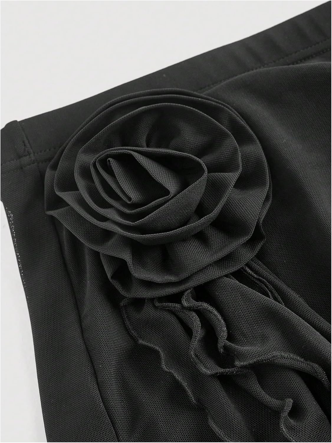 Women's 3D Floral Tiered Layer Mesh mini Skirt Coquette Ruffle Hem Bodycon Short Skirts