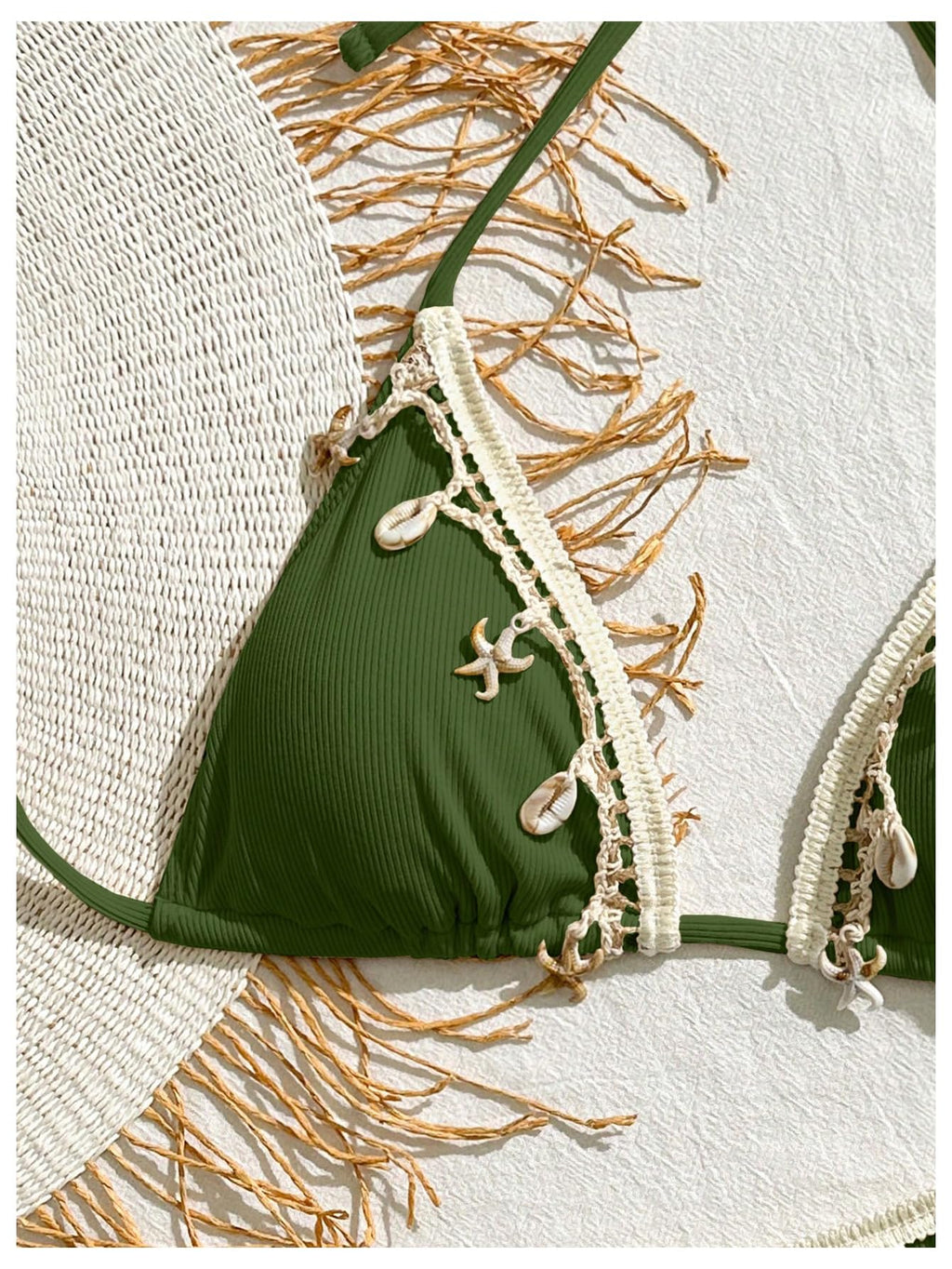 Women's 2 Piece Halter Triangle Bathing Suit Ribbed Bikini Swimsuits