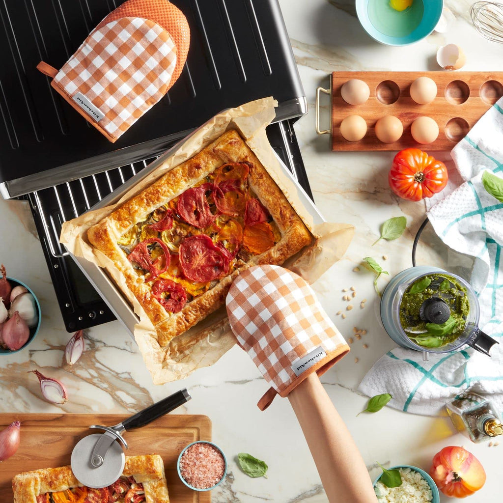 Gingham Mini Oven Mitt 2-Pack Set, Dried Rose, 5.5"x8"