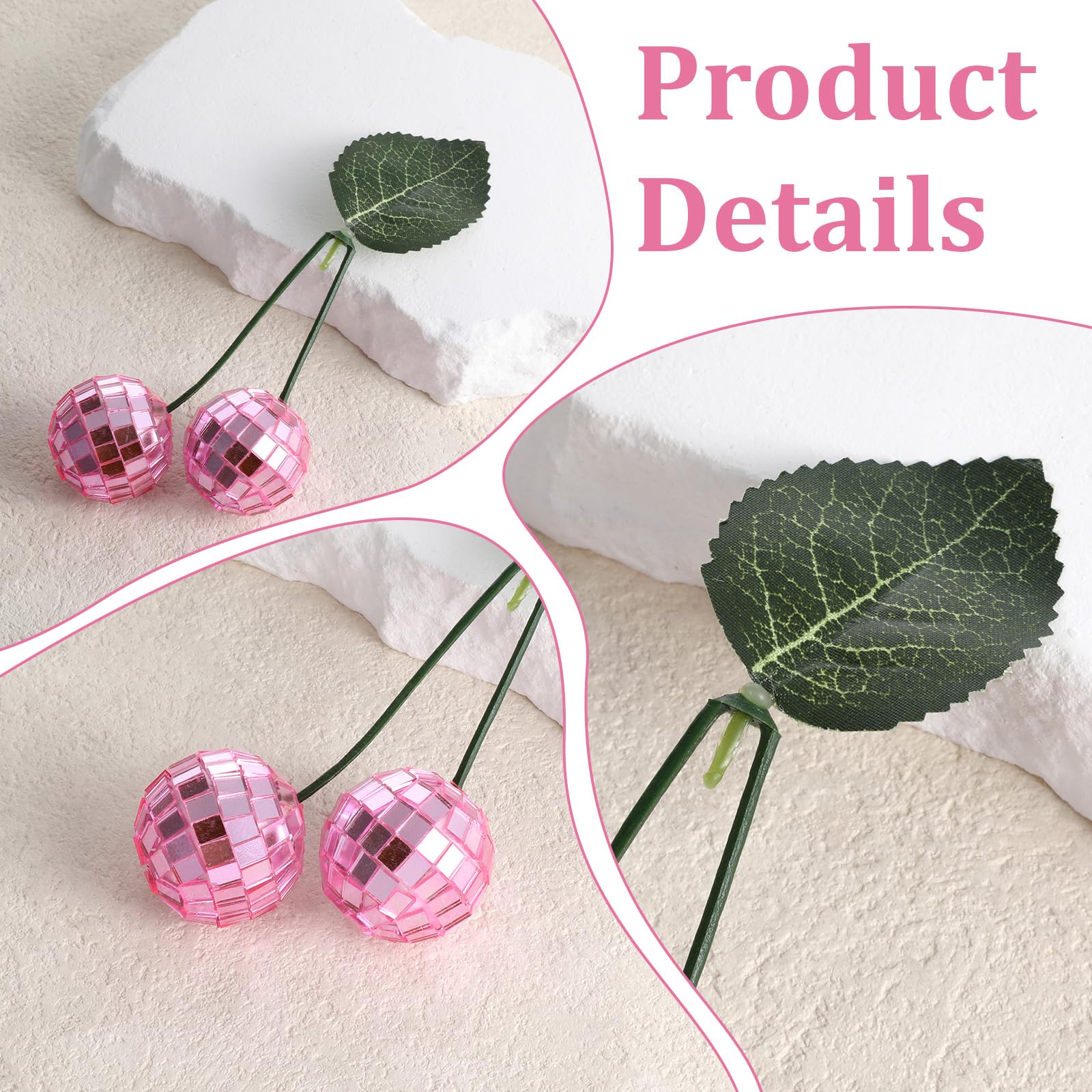 Small Cherry Hanging Disco Ball Decor, 1.2 Inch Double Mirror Disco Reflective Balls