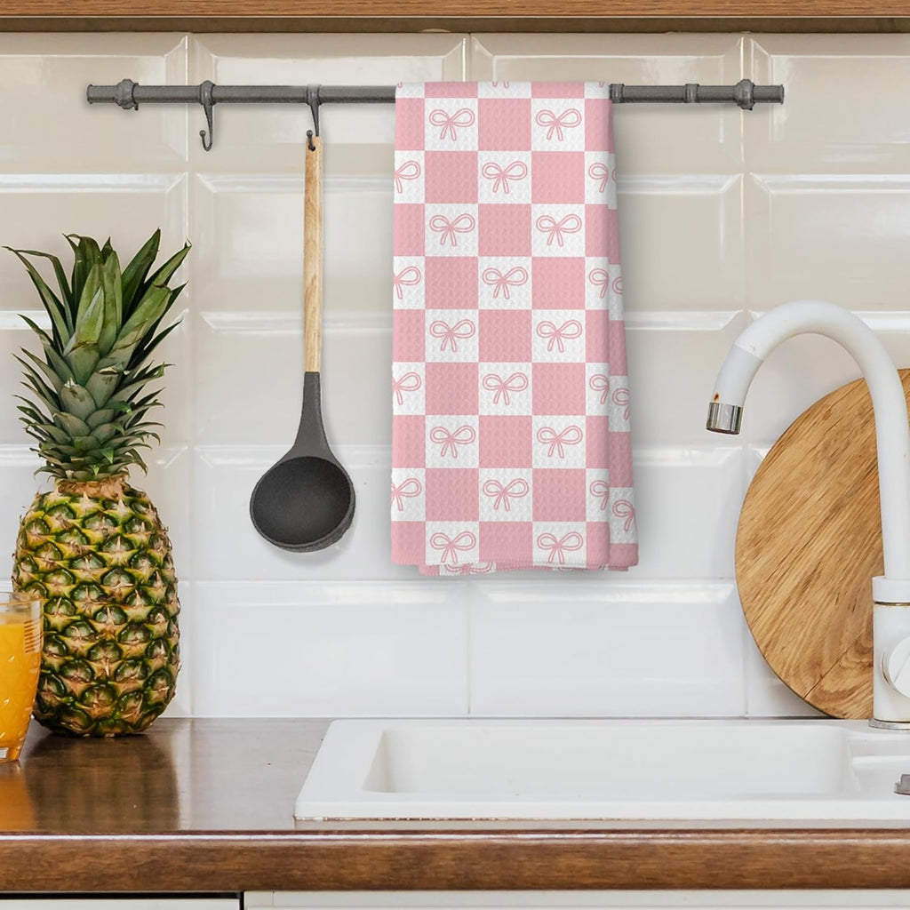 Coquette Pink Bow Girls Gifts Kitchen Dish Towels - Bathroom Decor, Trendy Hand Towels Kitchen Tea Towels Decorations, 16x24inch