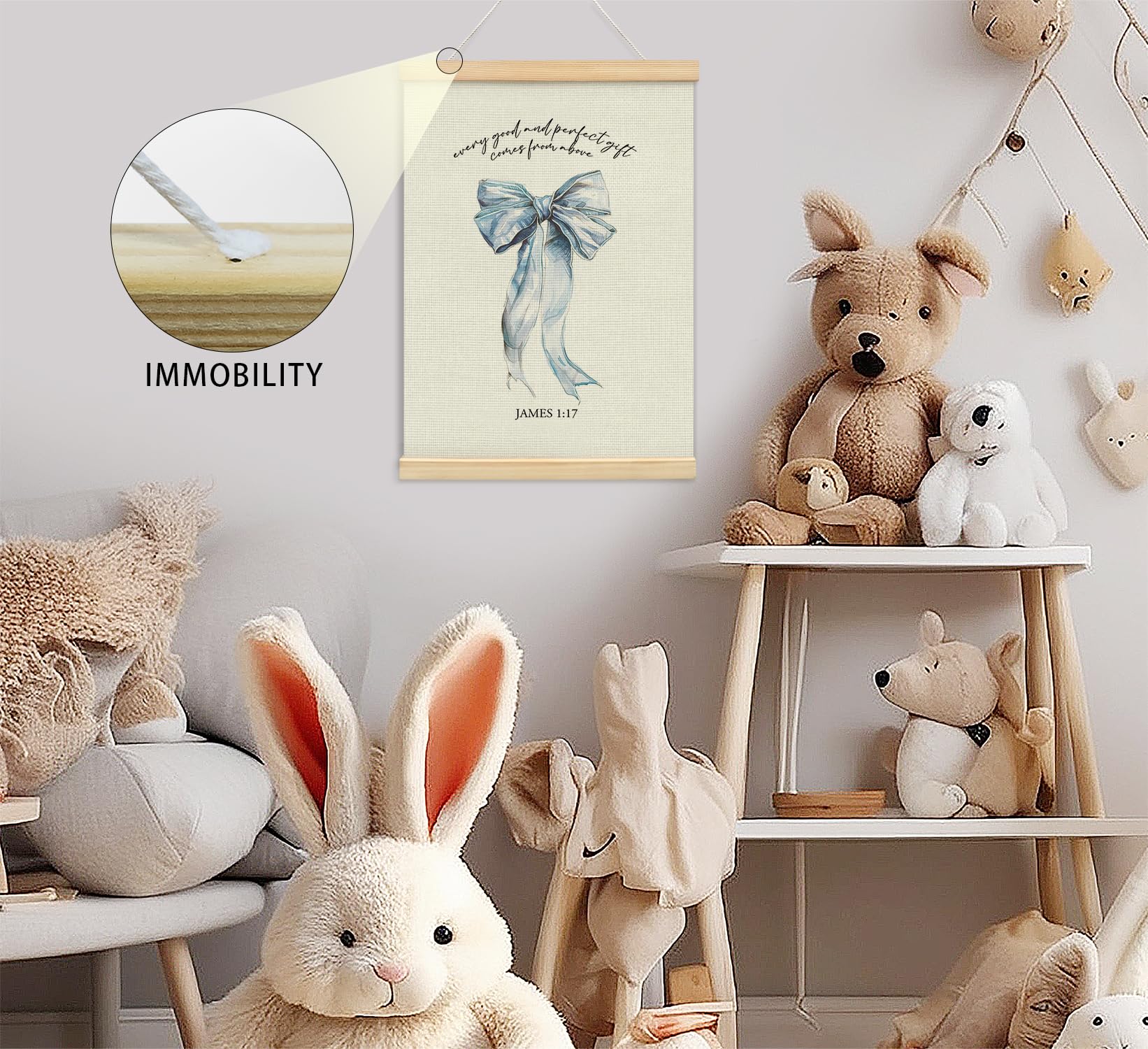 Trendy Bows Pink Coquette Scripture Wall Art Poster Hanger Frame, Christian Bible Verses Posters Wall Art Decor