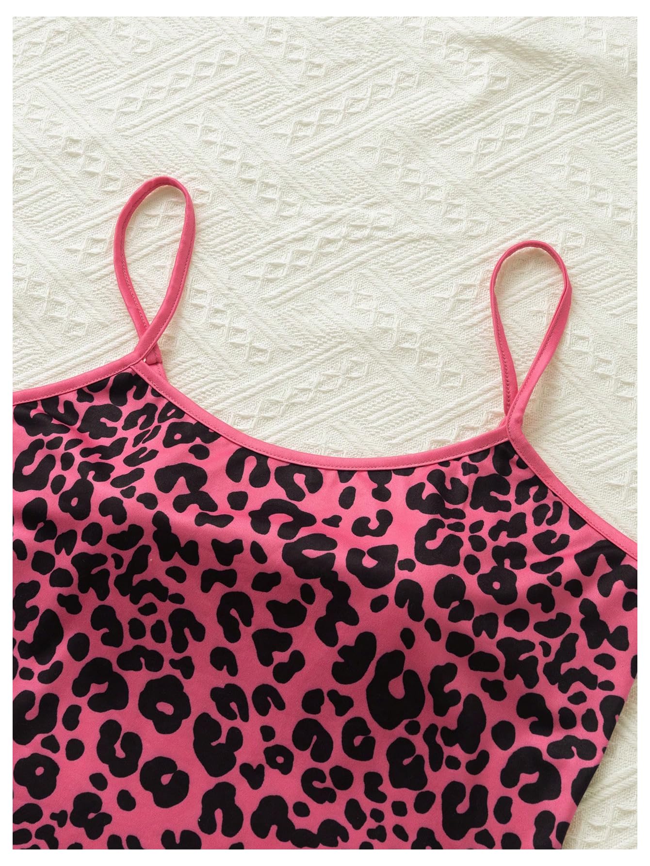 Women's Y2k Leopard Crop Cami Top Spaghetti Strap Sleeveless Cheetah Camisole