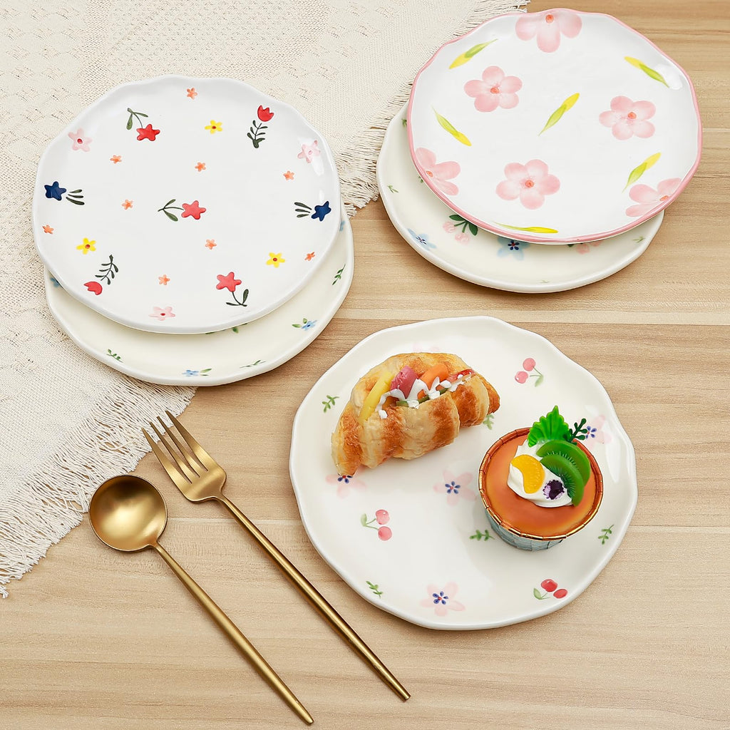 Ceramic Dinner Plates, 8" Modern Rustic Appetizer Plate