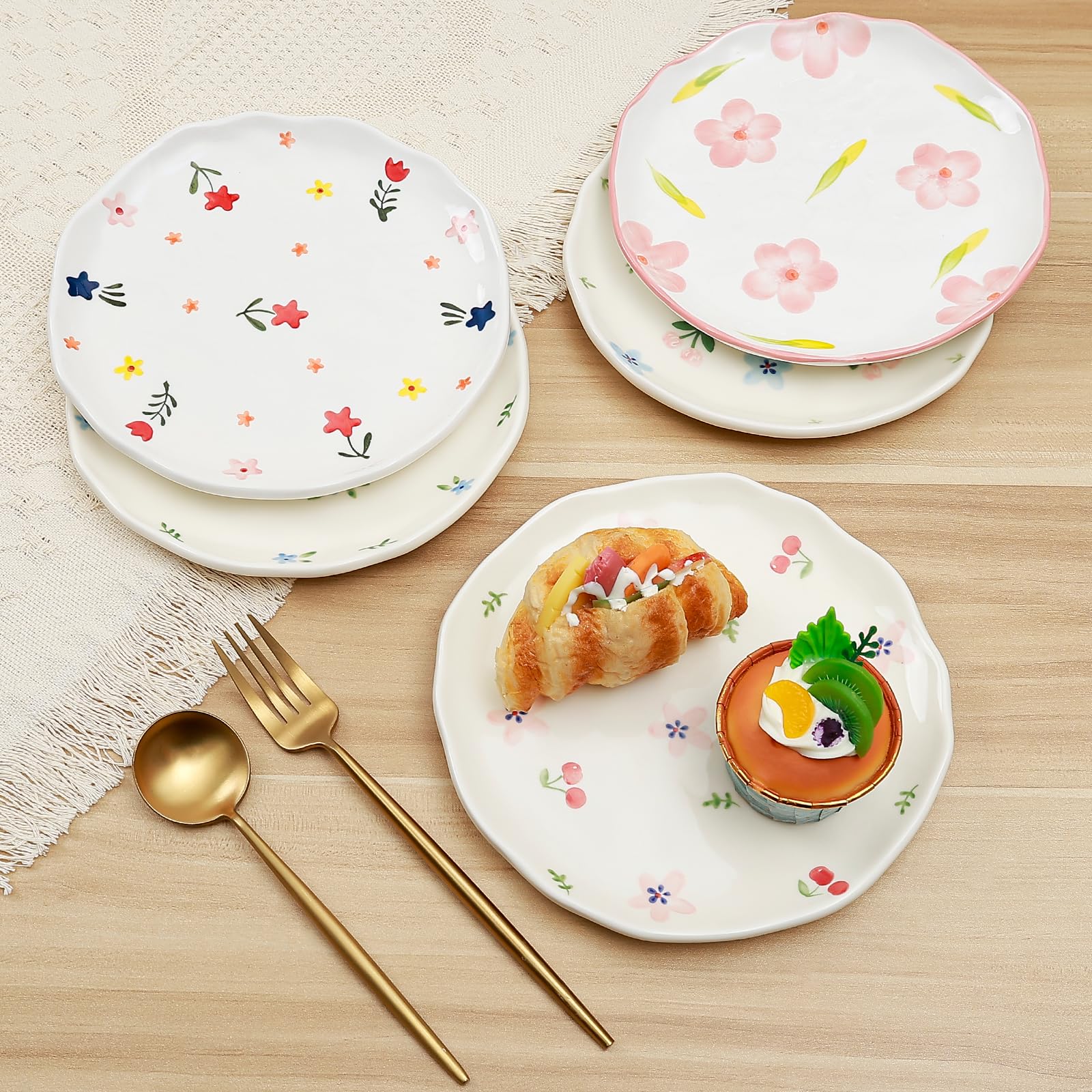 Ceramic Dinner Plates, 8" Modern Rustic Appetizer Plate