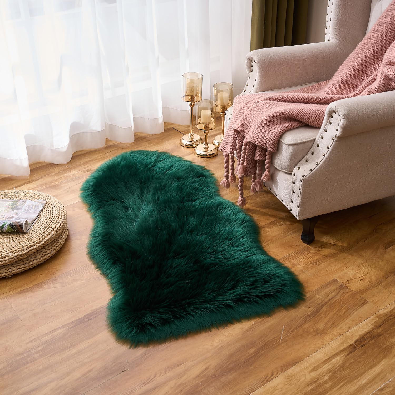 Ultra Soft Faux Fluffy/Fuzzy Shaggy Area Rug - Fur Chair Cover Seat Pad