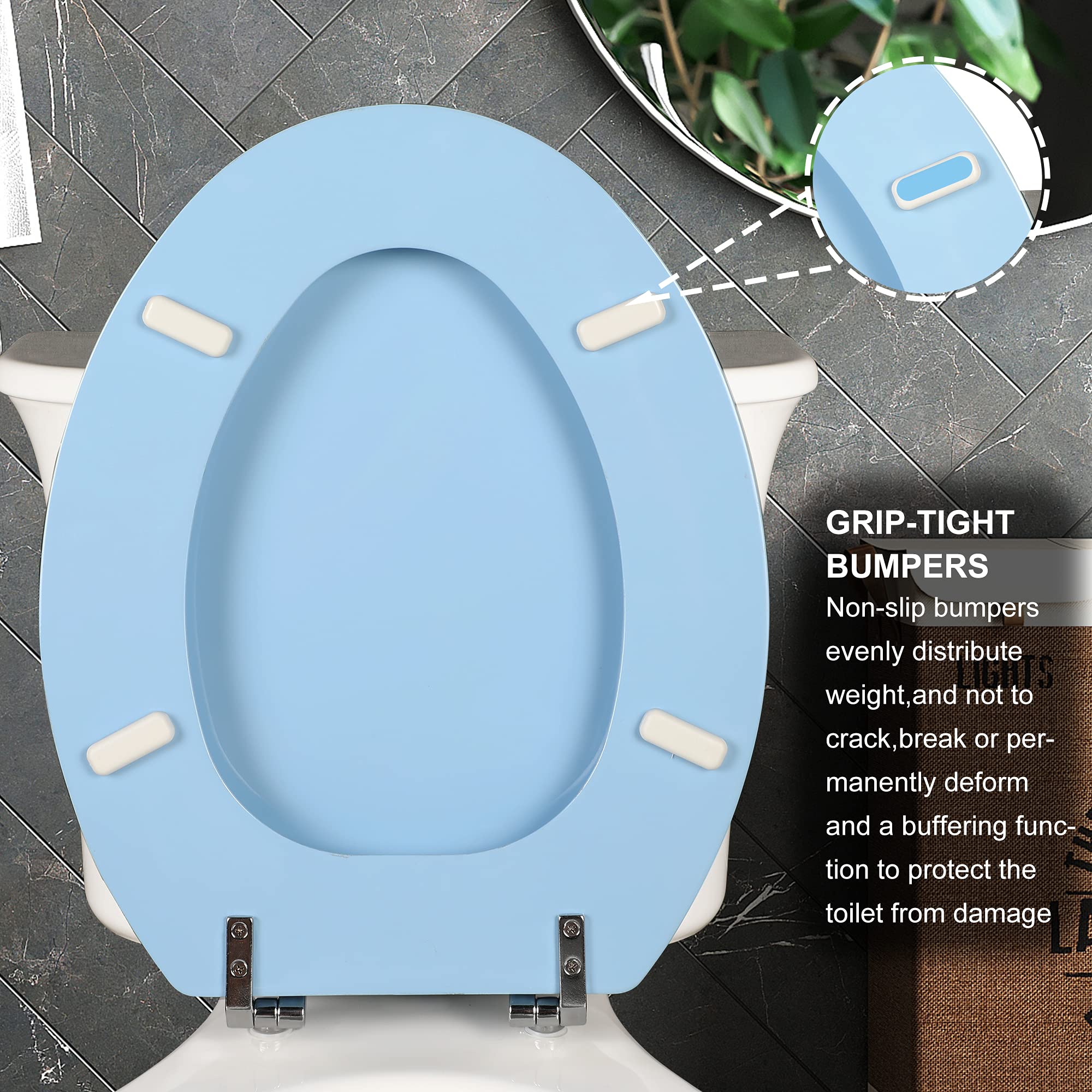 Round Toilet Seat Natural Wood Toilet Seat with Zinc Alloy Hinges, Easy to Install also Easy to Clean, Scratch Resistant