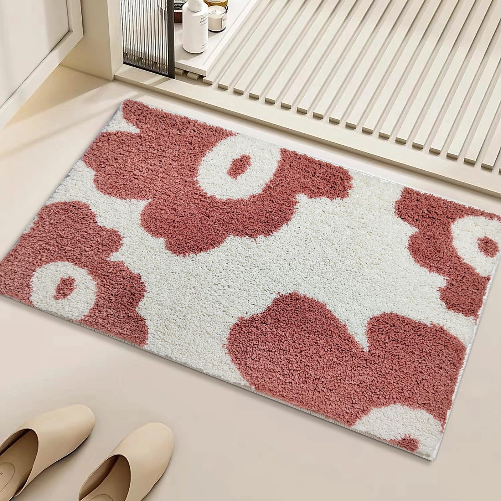 Cute Bath Mat for Bathroom Soft Super Absorbent Non Slip TPR Backing, Quick Drying, Machine Washable Bath