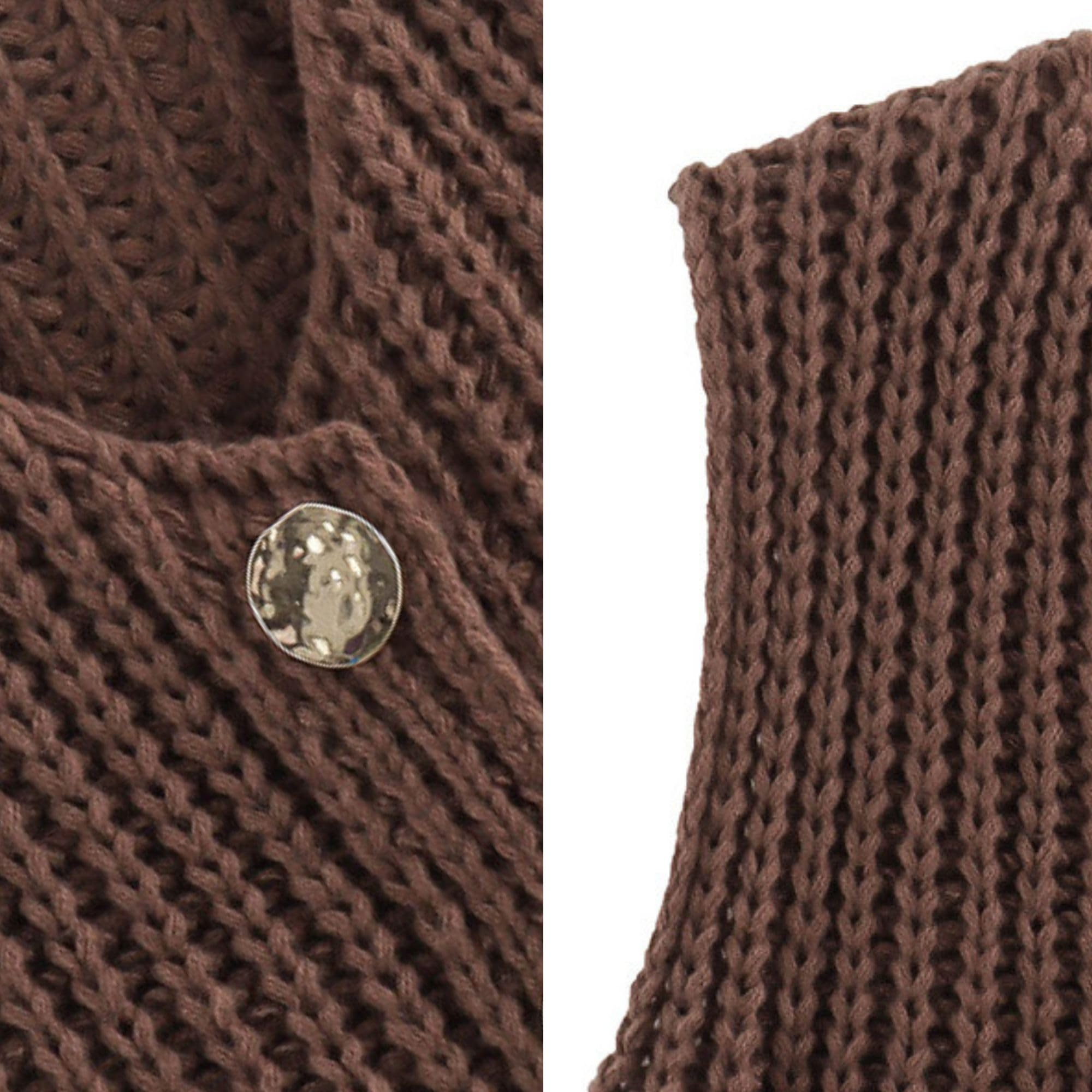 Women's Cropped Sweater Vest Cute Crewneck Button Down Sleeveless Crop Knit Cardigan with Pocket