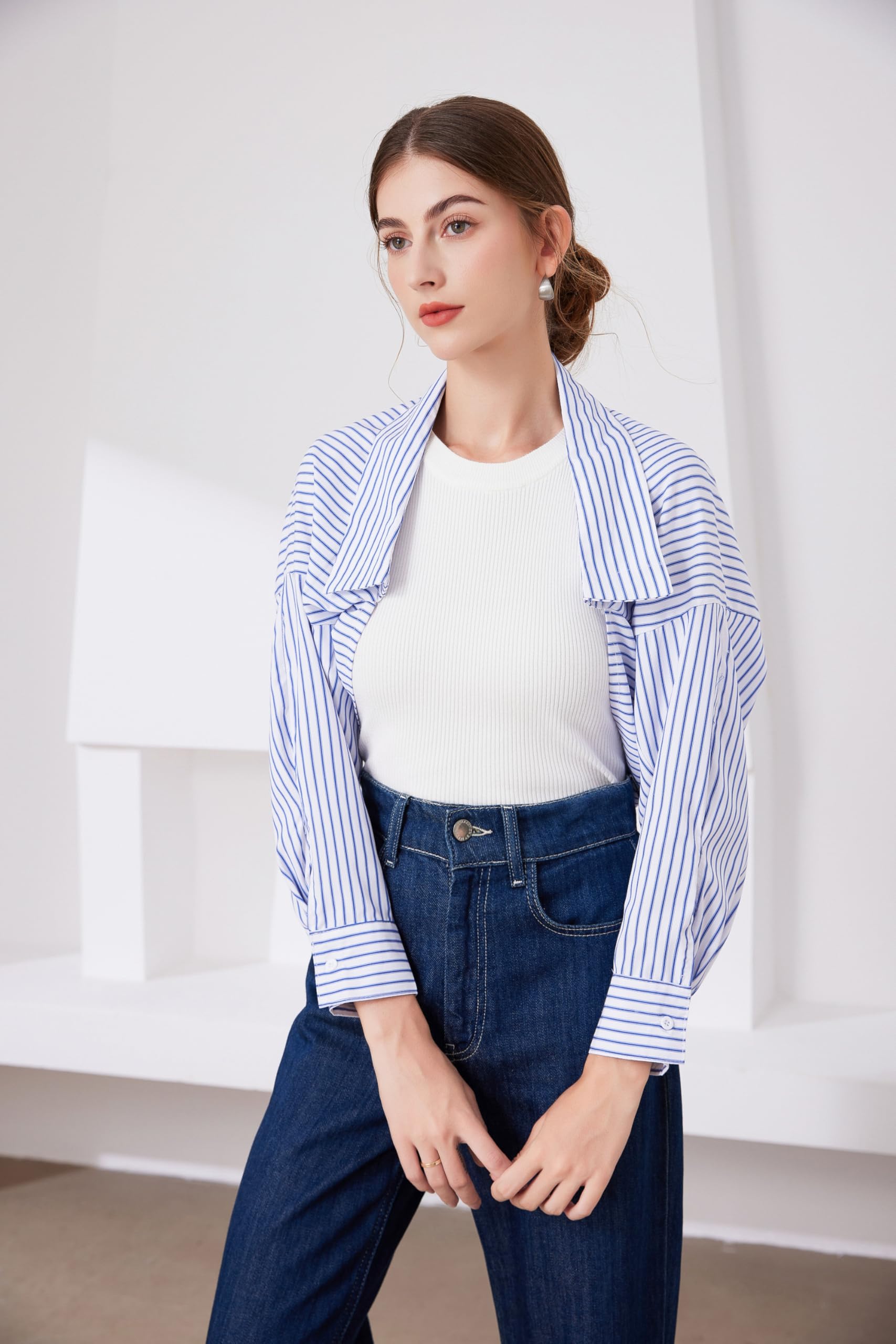 Fake Collar Long Sleeves Detachable Blouse False Collar Half Shirt Blouse Collar