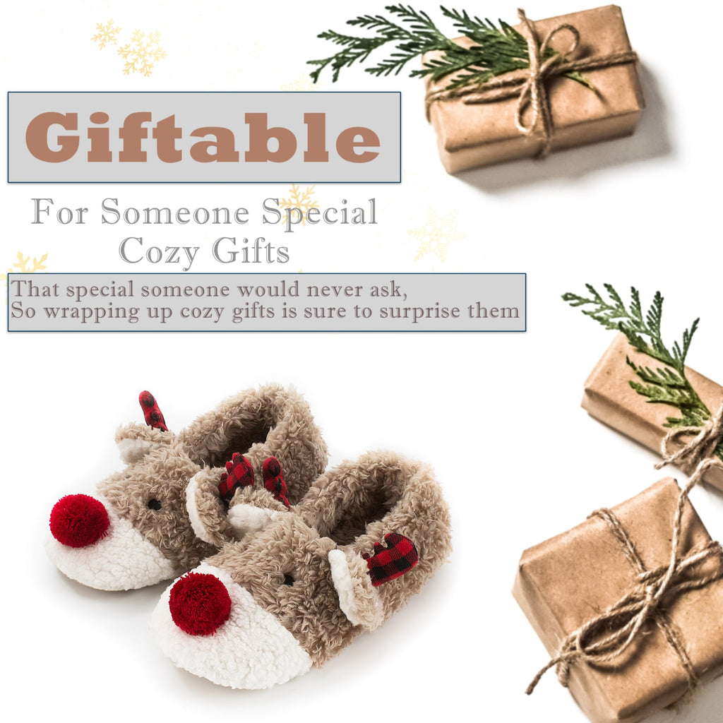 Cute Animal House Slippers - Fuzzy Warm Bedroom Slipper Socks Non-Slip Grippers