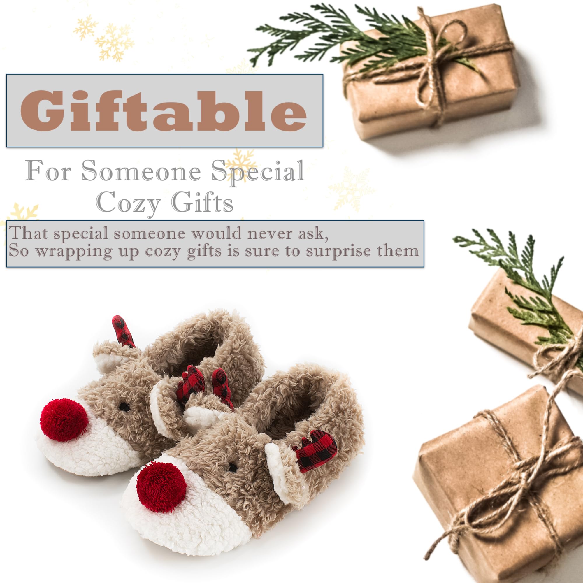 Cute Animal House Slippers - Fuzzy Warm Bedroom Slipper Socks Non-Slip Grippers