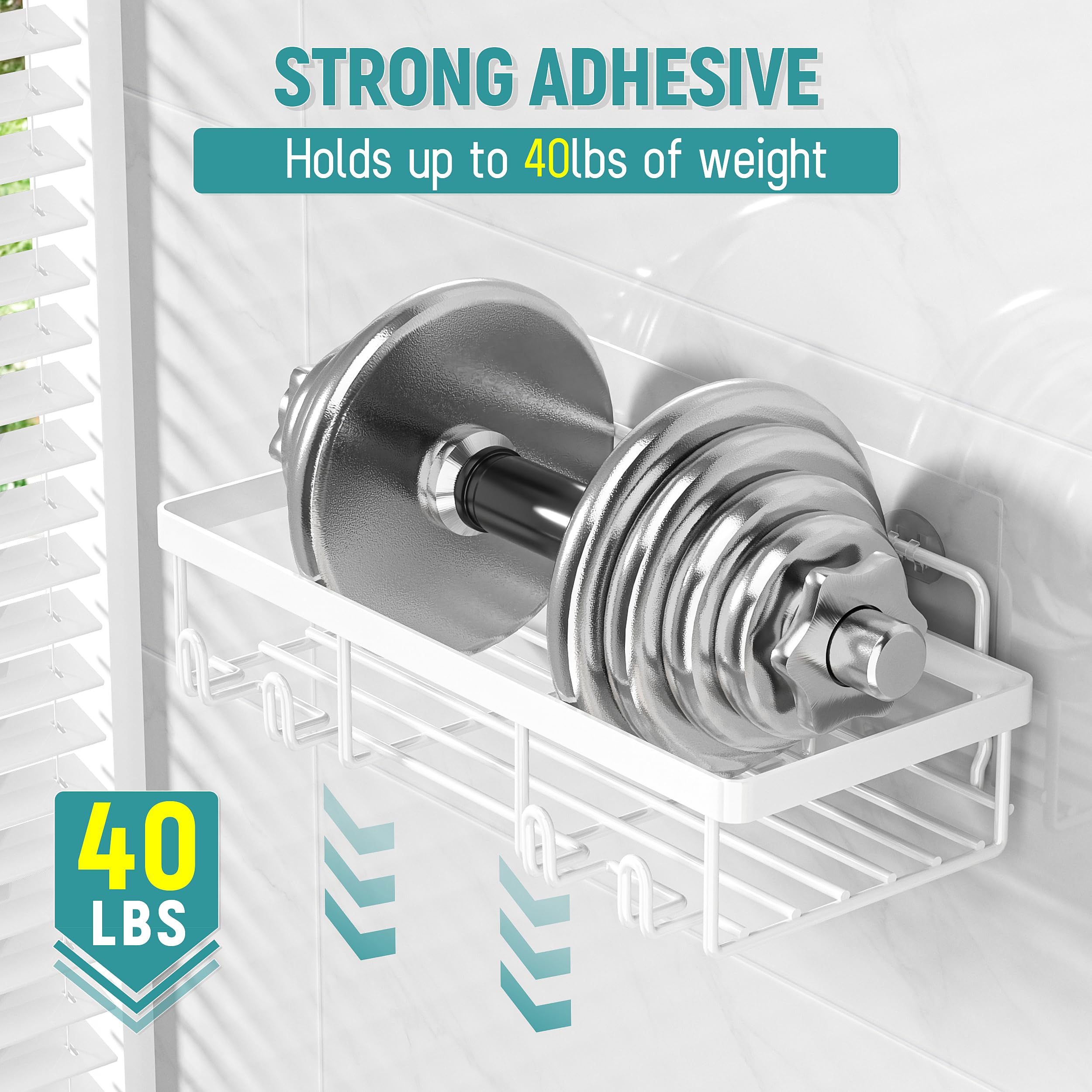 Shower Caddy Organizer Rack Shelf for Inside Shower, Adhesive Bathroom Wall Storage Basket Rustproof Stainless Steel