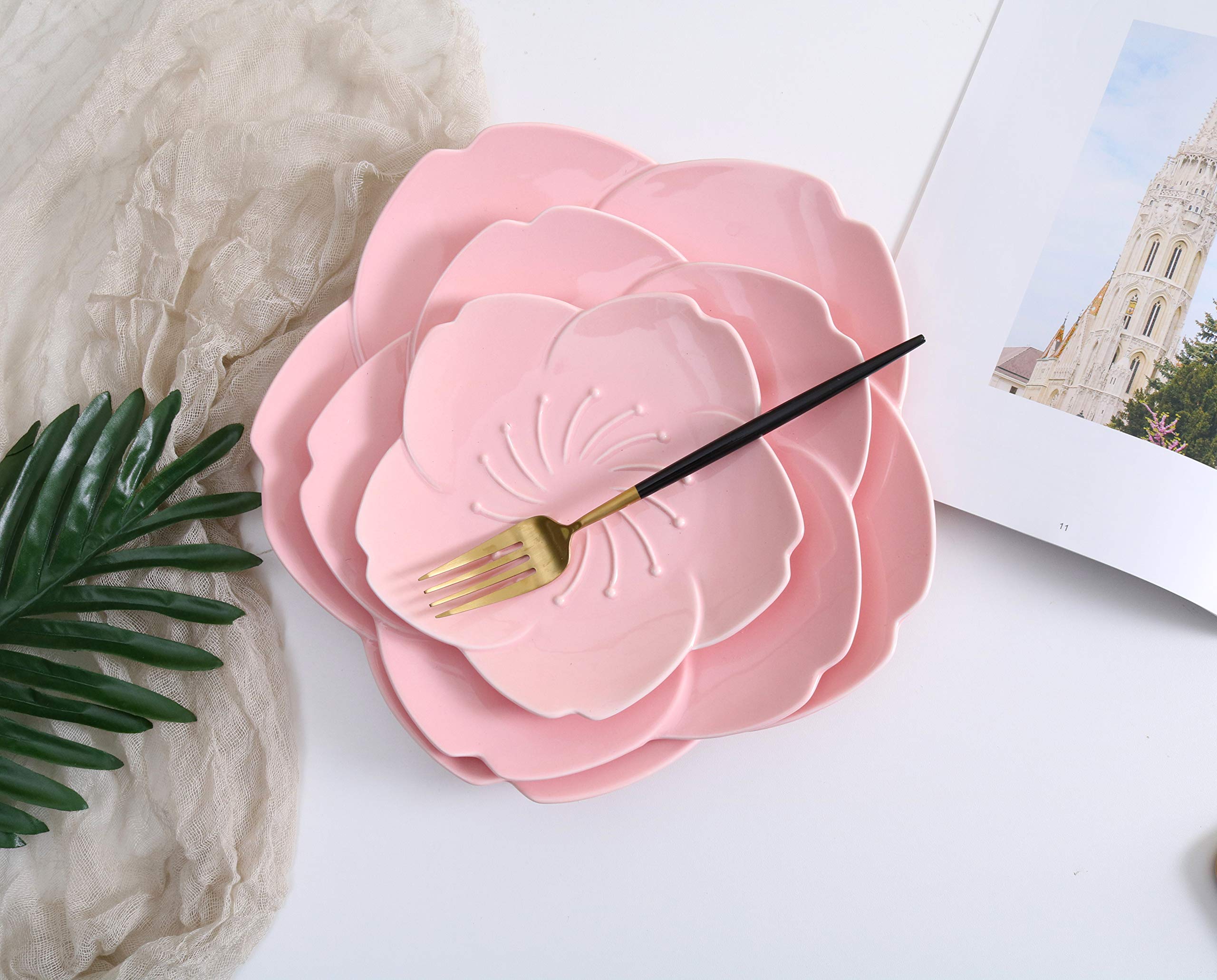 Pink Cherry Blossom 3-Piece Dinnerware Plate Set