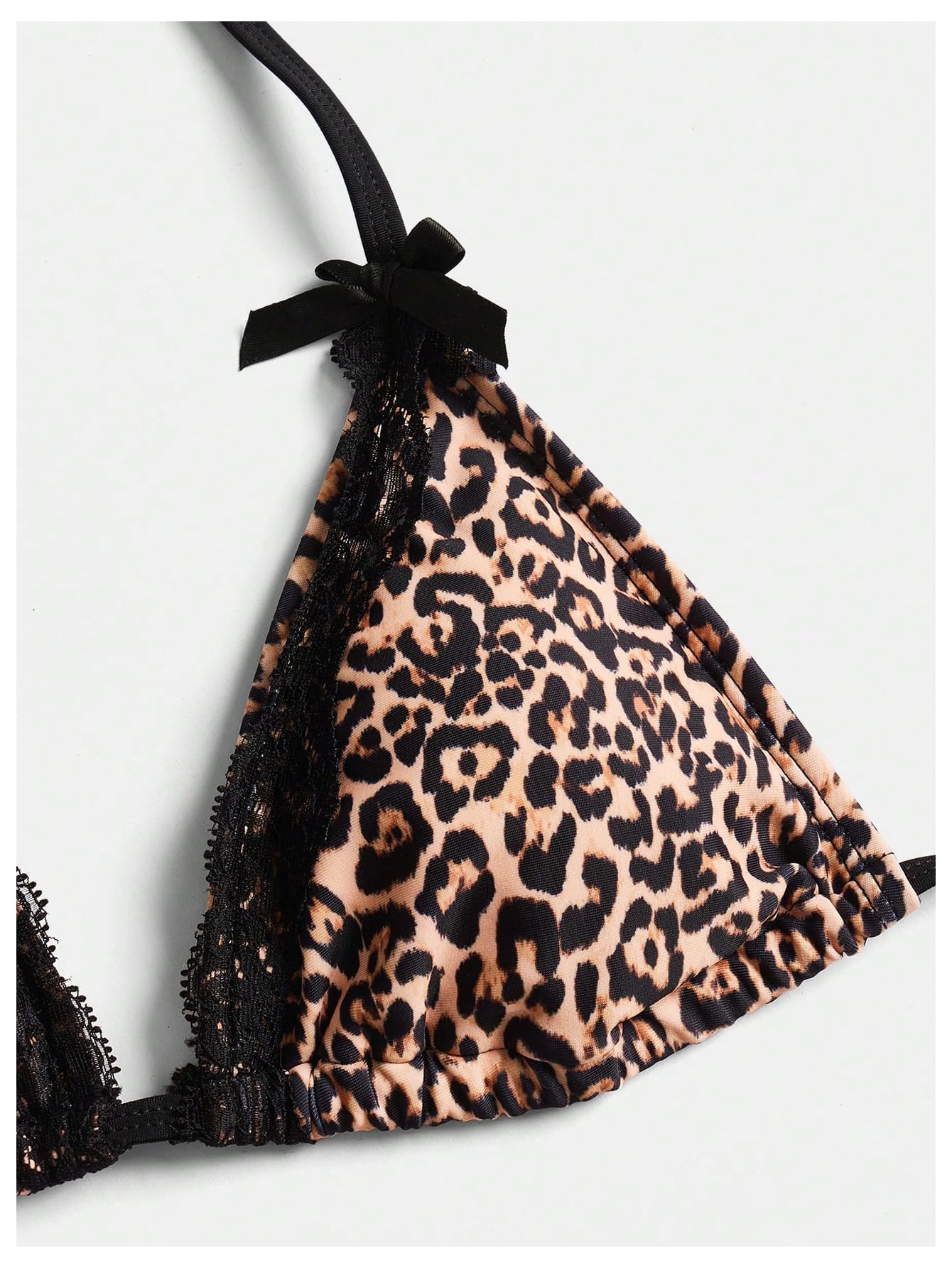 Women's Lace Trim Halter Bikini Set Bow Tie Side Bathing Suit 2 Piece Swimsuit