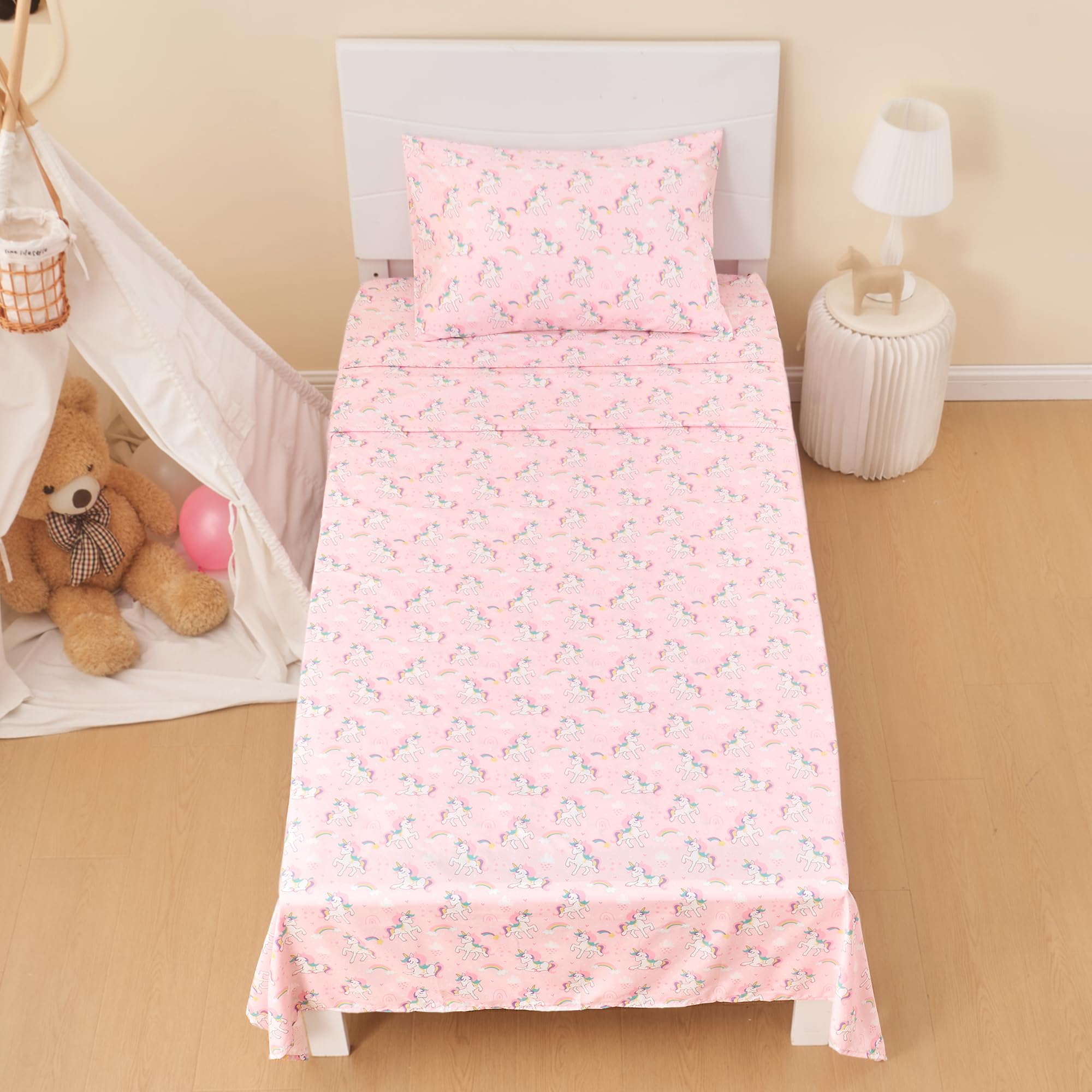 Printed Kids Sheet Set Twin Size, 3 Pcs Breathable & Silky Soft Microfiber - Kids Fitted Sheet,Kids Bed Sheets with 15" Deep Pocket