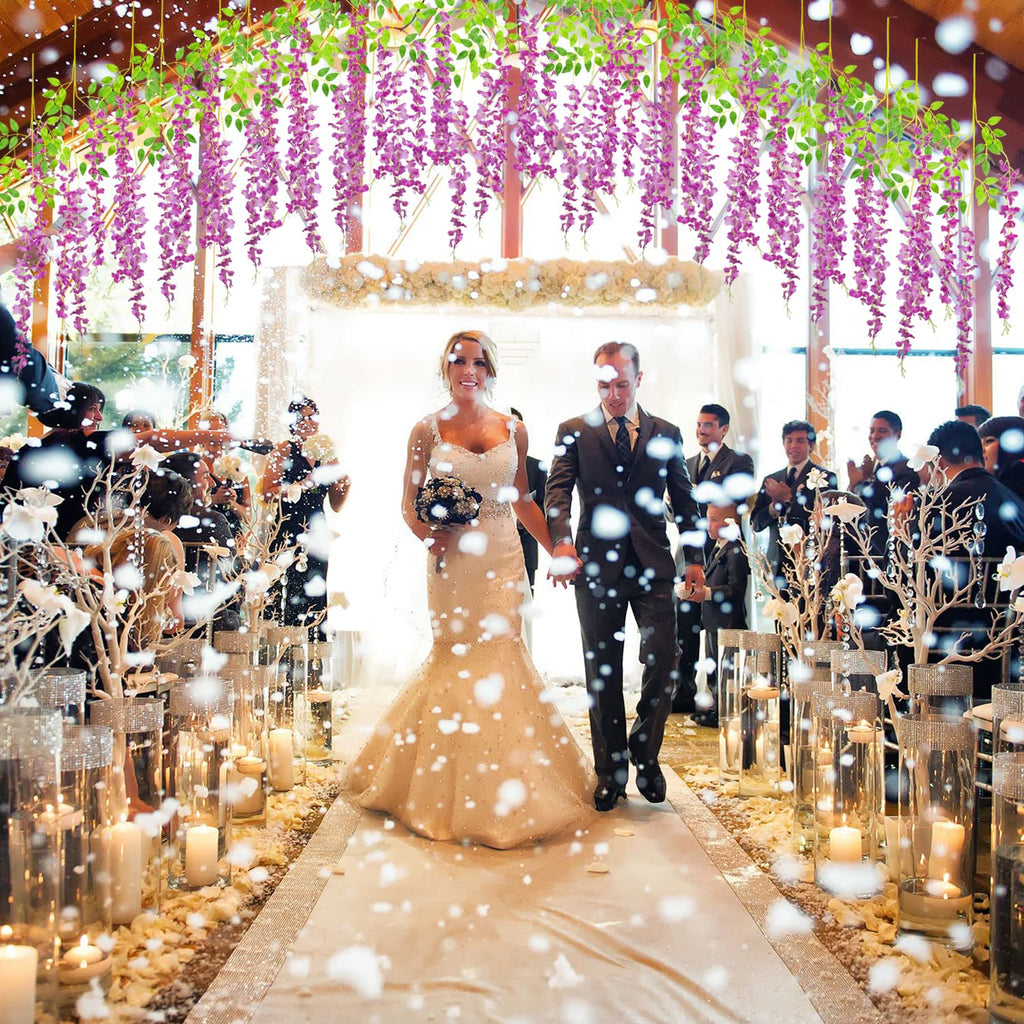 Hanging Artificial Flowers Silk Wisteria Vine Ratta Flower, 12 Pack