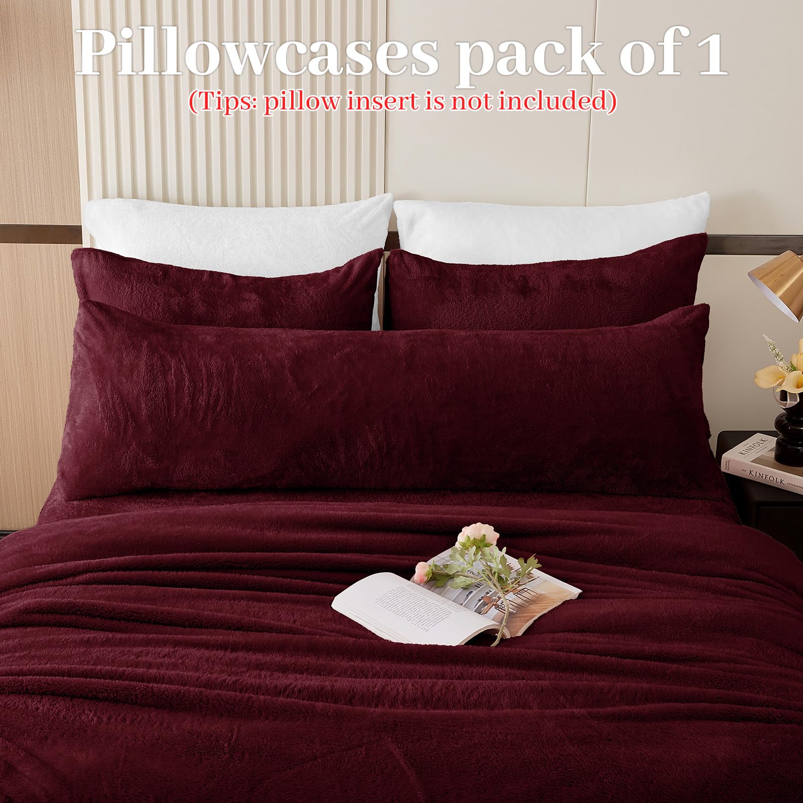 Faux Fur Pillow Cases Set of 2, Luxury Ultra Soft Fuzzy Pillowcases, Fluffy Plush Velvet Pillow Covers with Zipper, Cozy Warmth and No Shedding