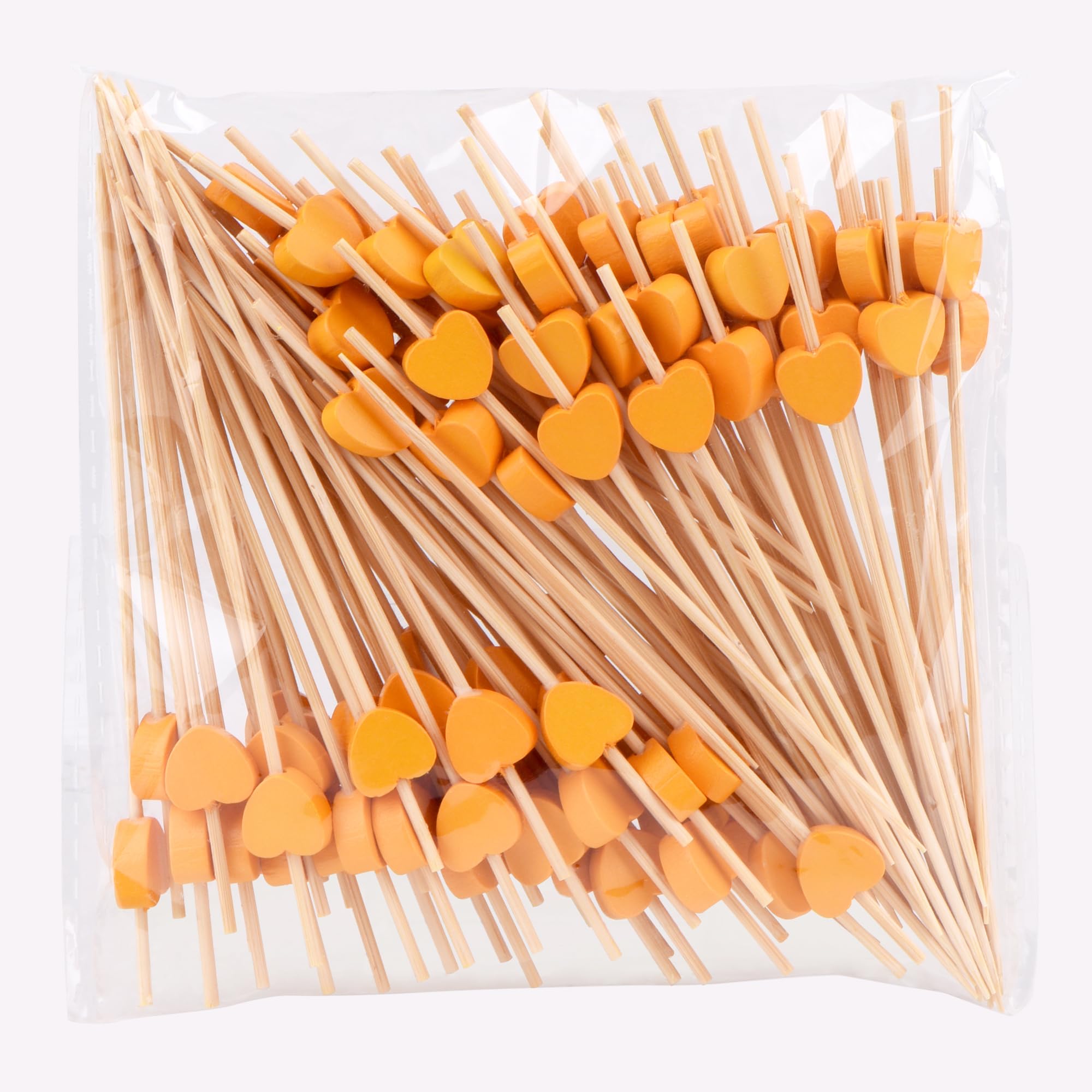 Heart-Shaped Bamboo Cocktail Picks â€?Natural Toothpicks for Appetizers, Fruit, Desserts & Sandwiches 100-Pack