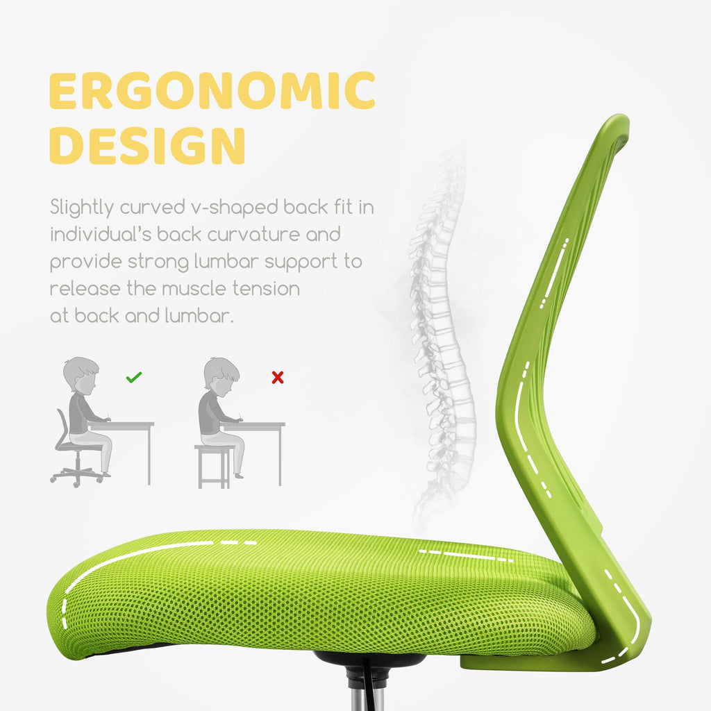 Cute Low-Back Armless Study w/Lumbar Support Adjustable Swivel Chair