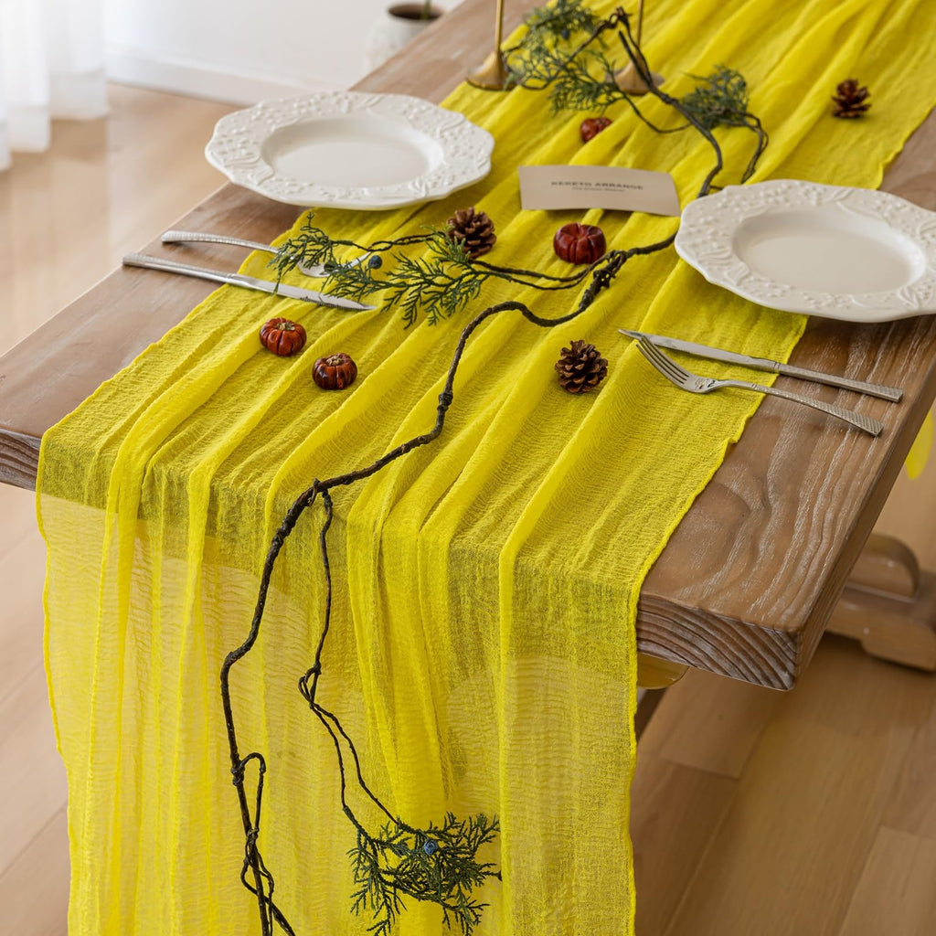 Table Runner Cheese Cloth Rustic Gauze Cheesecloth Table Runner 120 Inch 10 FT Sheer Boho Home Decorations
