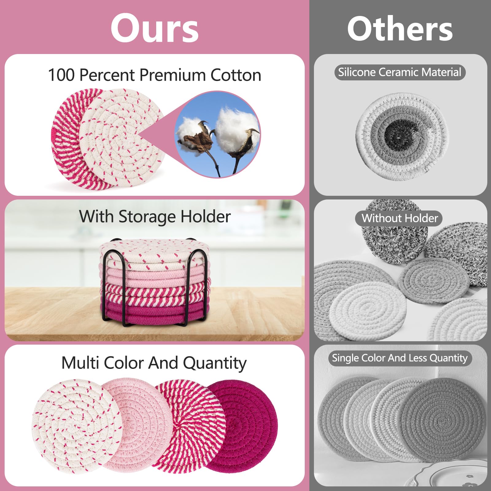 Drink Coasters Set of 8 â€?Cute Coasters for Coffee Table & Desk