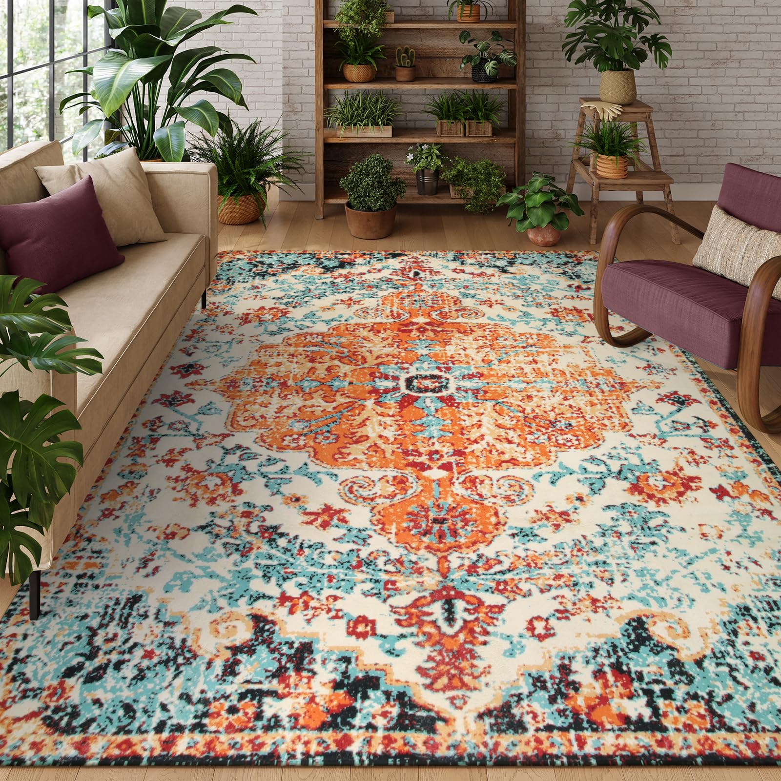 Floral Bohemian Medallion Area Rugs