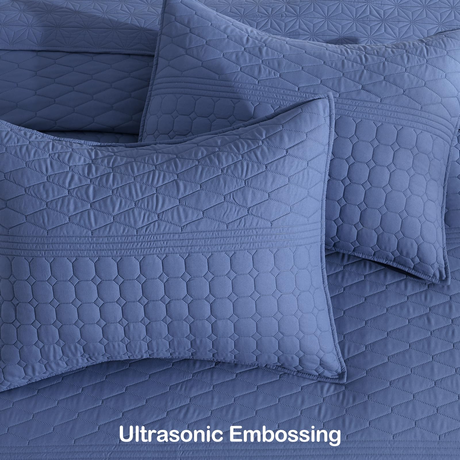 Quilt Size Lightweight Quilt for Summer Ultra-Soft Microfiber Modern Style Quilted Clouds Pattern Bedspread Quit Set 3 Pieces(1 Quilt and 2 Pillow Shams)