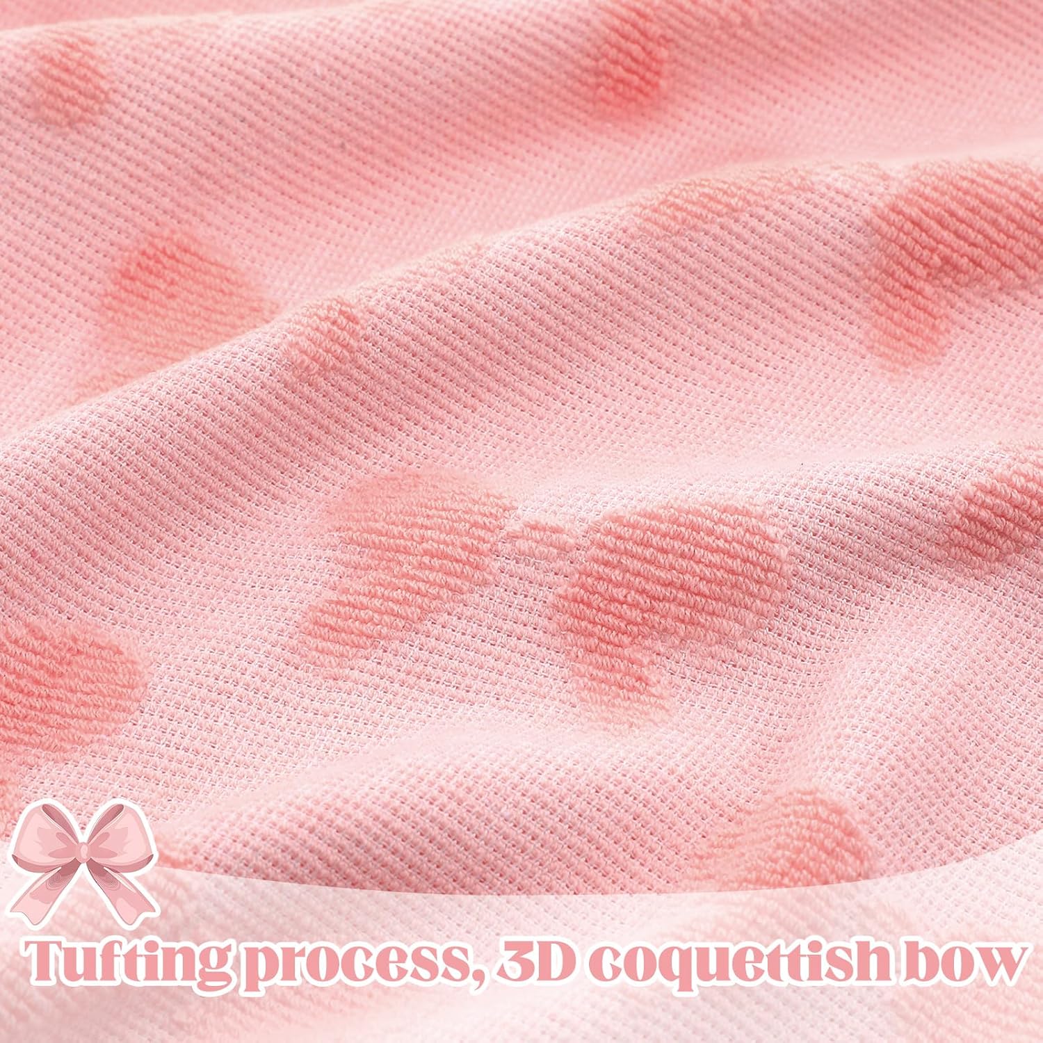 Pink Bow Hand Towels Coquette Hand Towels - Set of 3 for Bathroom Pink Bowknot Gifts Turkish Tufted Cotton Soft Absorbent 30 x 17 Inch