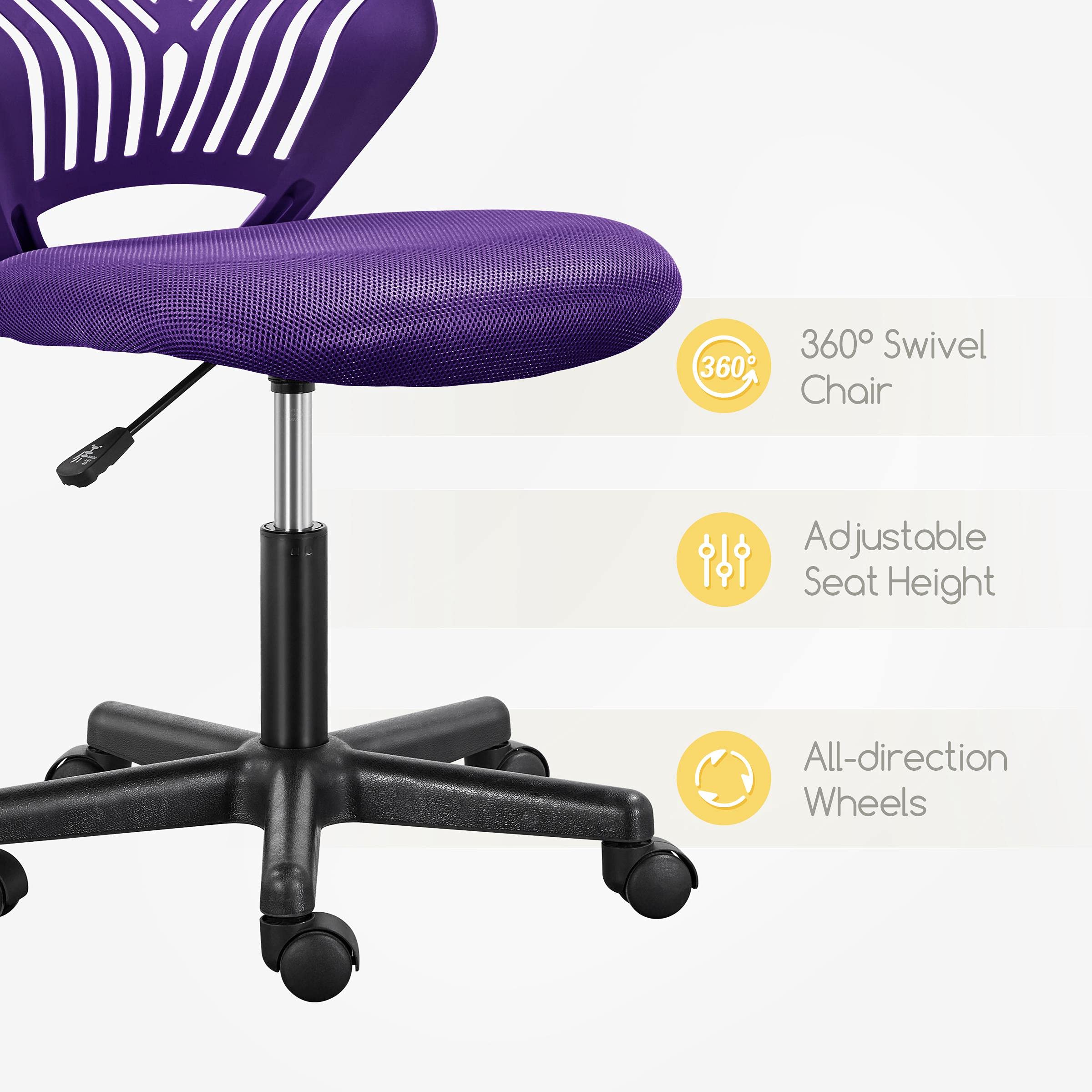 Cute Low-Back Armless Study w/Lumbar Support Adjustable Swivel Chair