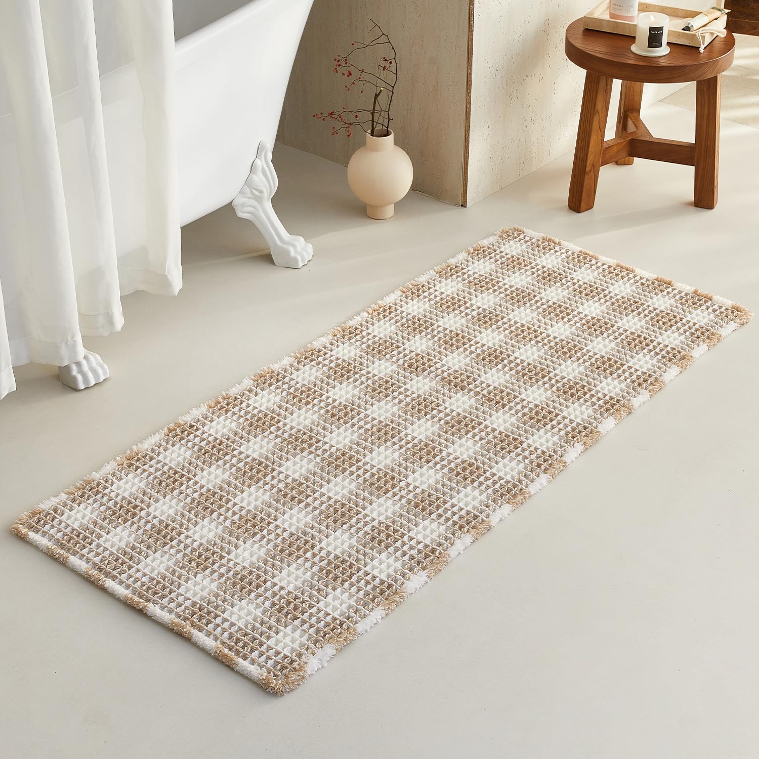 Waffle Bath Mat Non Slip Washable Quick Dry Cute Bath Mat
