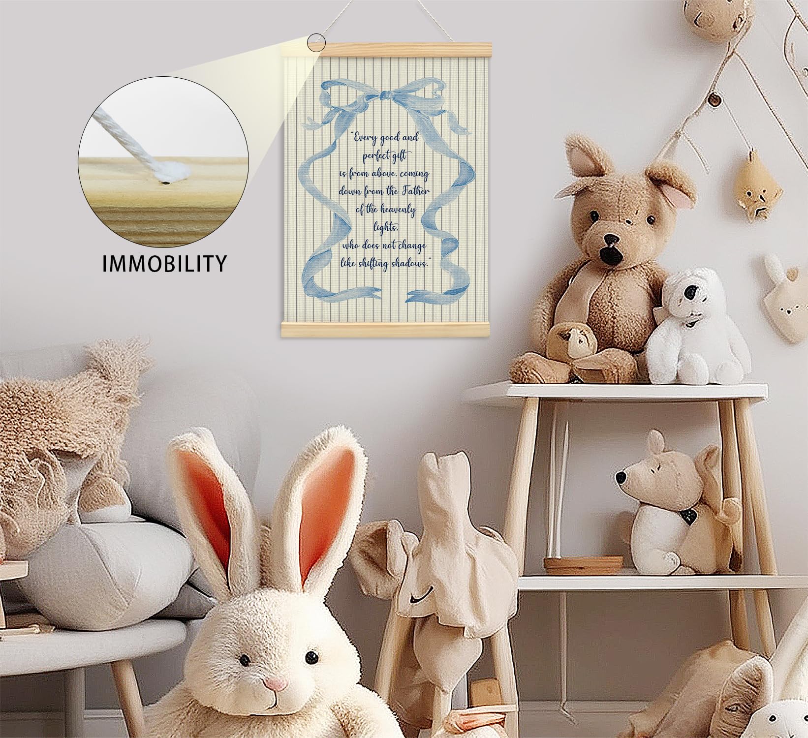 Trendy Bows Pink Coquette Scripture Wall Art Poster Hanger Frame, Christian Bible Verses Posters Wall Art Decor