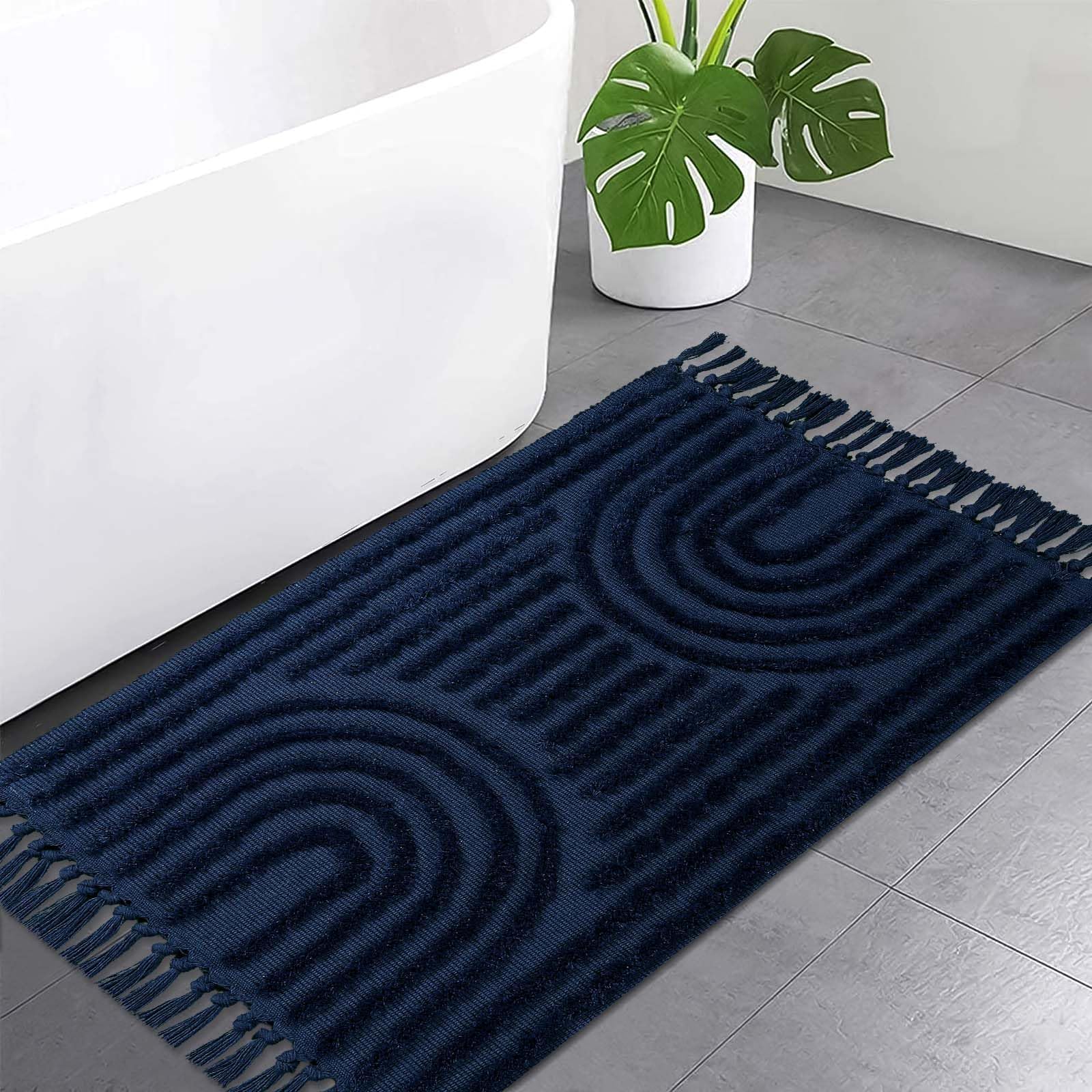 Washable Kitchen Runner Rug - Hand-Woven Bathroom Runner Rug with Tassels, Terracotta Entryway Runner Rug, Tufted Rainbow Bedroom Rug Runner, Hallway Rug for Laundry/Living Room