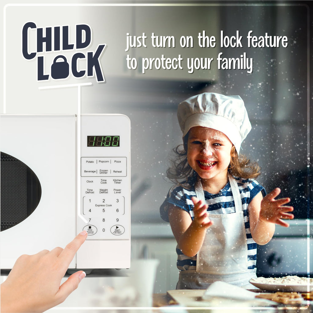 Nostalgia Retro Compact Countertop Microwave Oven 0.7 Cu. Ft. -700-Watts with LED Digital Display-Child Lock-Easy Clean Interior-Pink