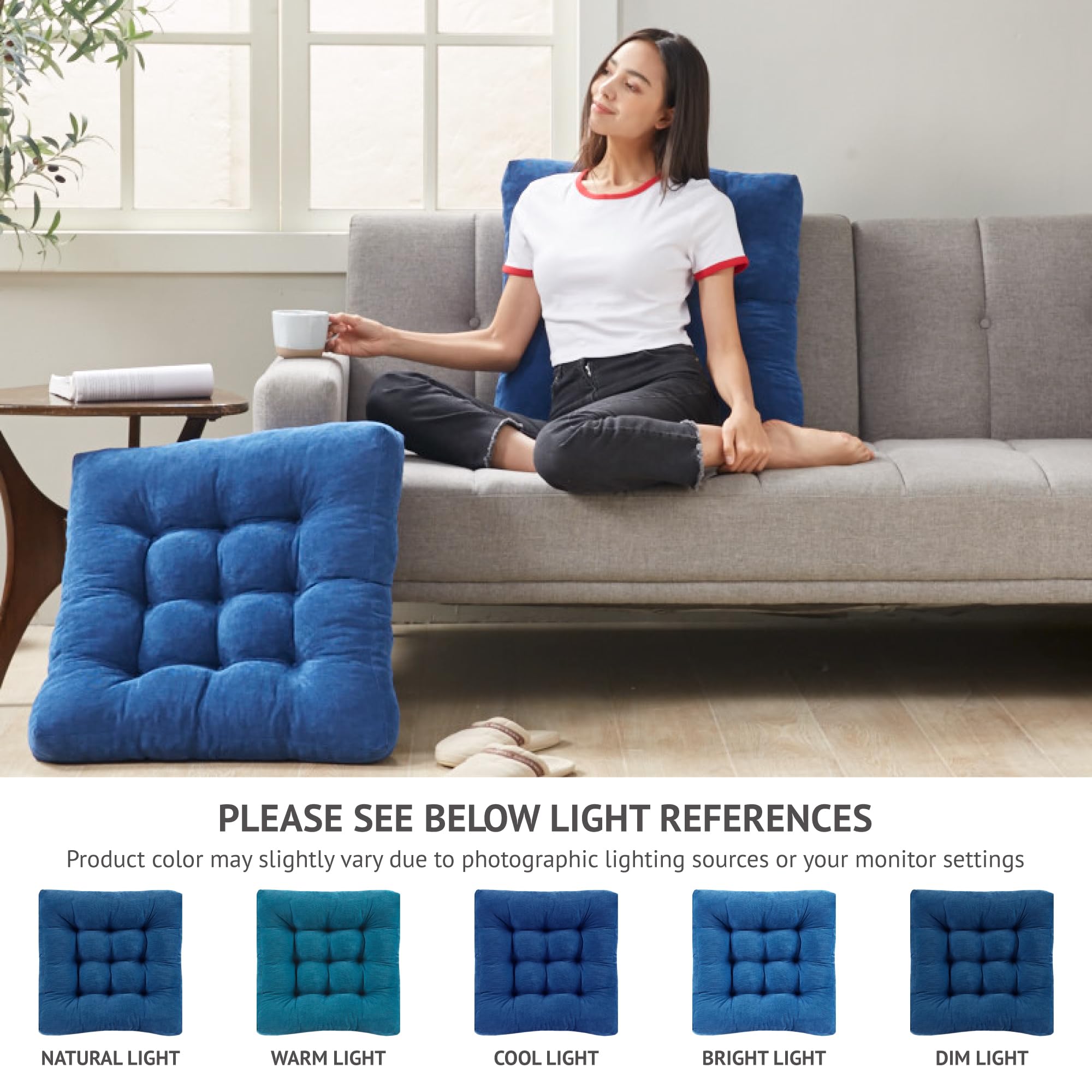 Square Large Pillows Seating Meditation Floor Pillow, Tufted Corduroy Cushion for Living Room