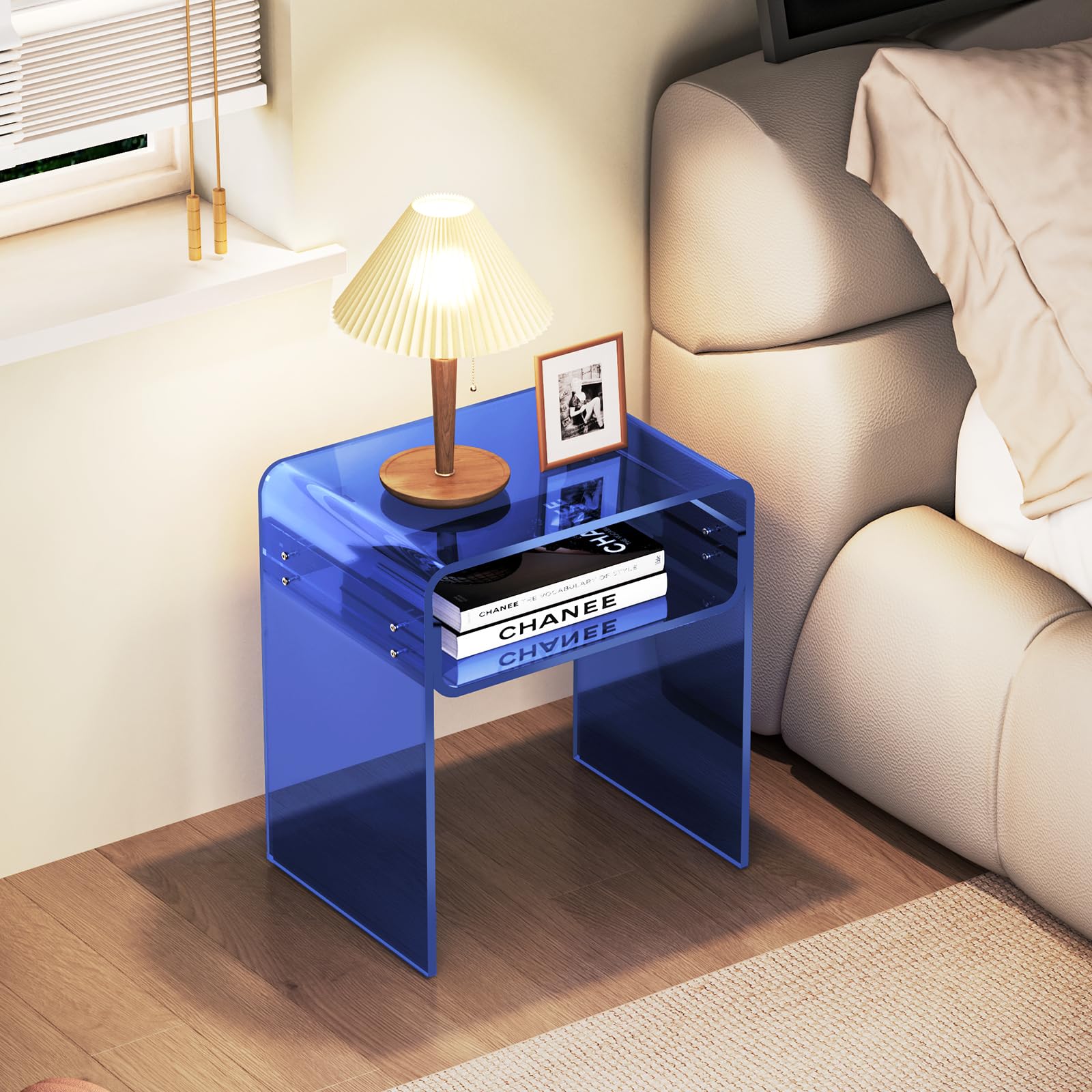 Clear Acrylic End Table 2-Tier Bedside nightstand