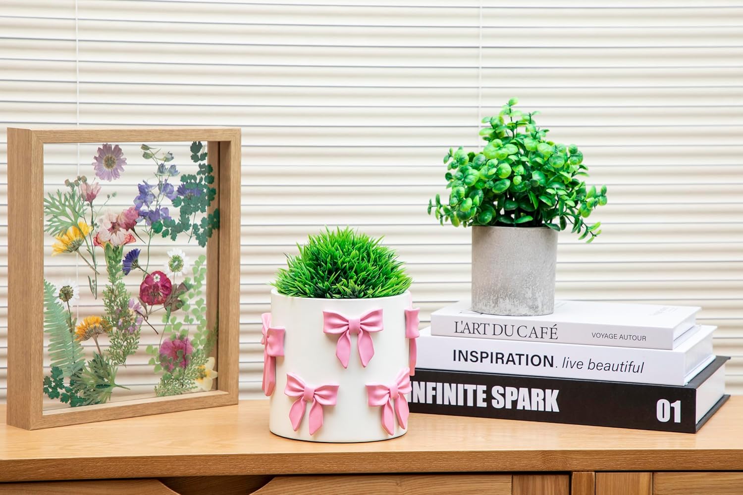 Pink Bow Planter - Coquette Bow Room Decorative Cute Flower Pot with Drainage Hole, Resin Planters for Indoor Plants, Girly Gardening Pot for Home Aesthetic