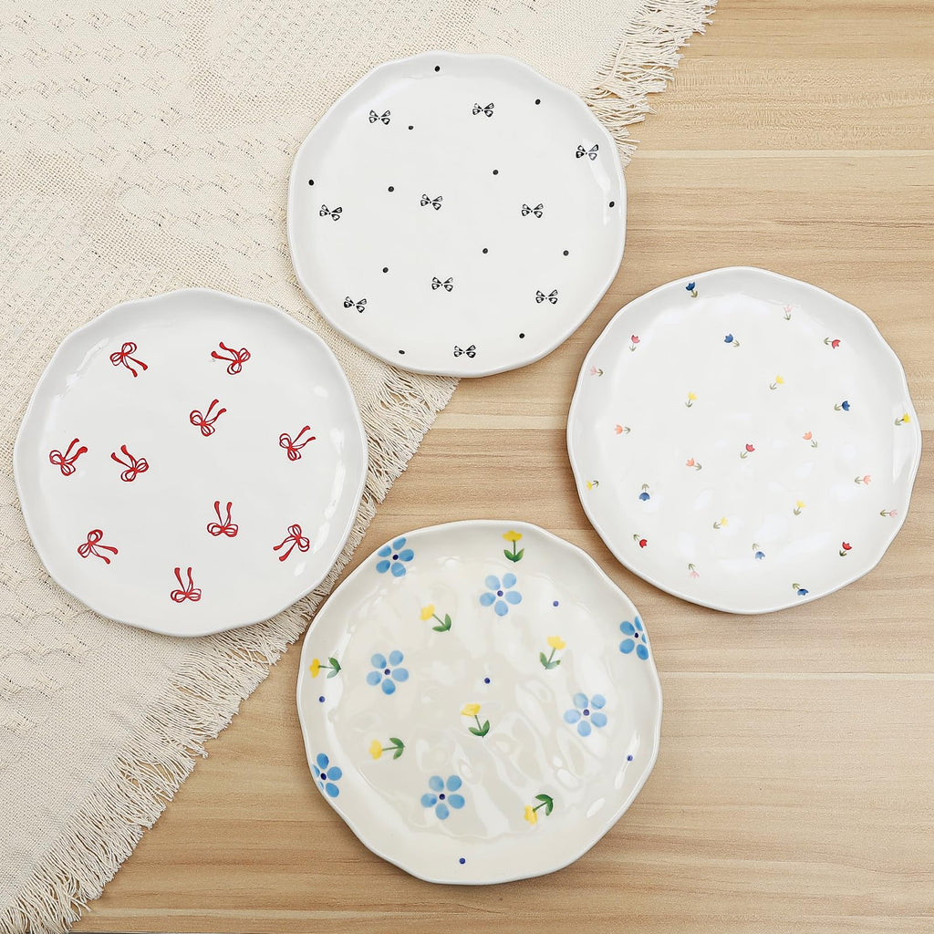 Ceramic Dinner Plates, 8" Modern Rustic Appetizer Plate