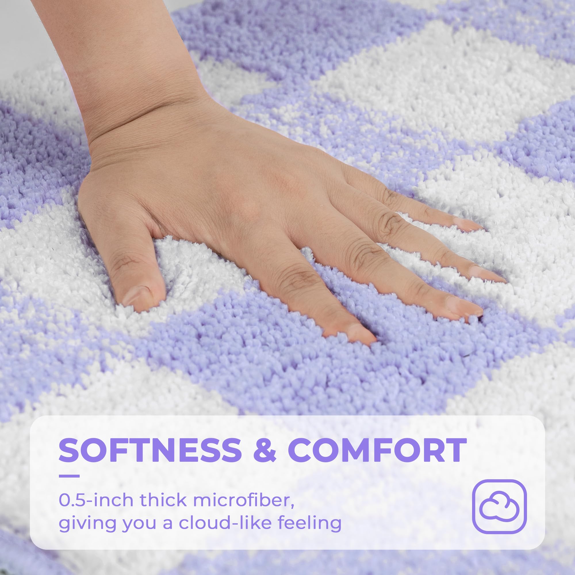 Checkered Bathroom Rugs, Fluffy Rug, Absorbent Microfiber Ultra Soft Bath Mat Washable, Non-Slip Bath Mats for Bathroom, Cute Floor Mat