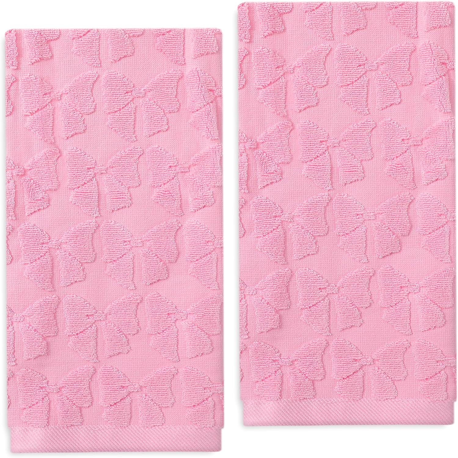 Coquette Pink Bow Hand Towels Cute Bowkot Cotton Bathroom Towels Plush Bath Towels for Drying Cleaning Cooking, 29.5 x 13.7 Inch