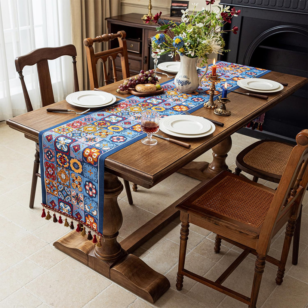 Retro-Luxury Tassels Table Runner Series for Kitchen Dining Table