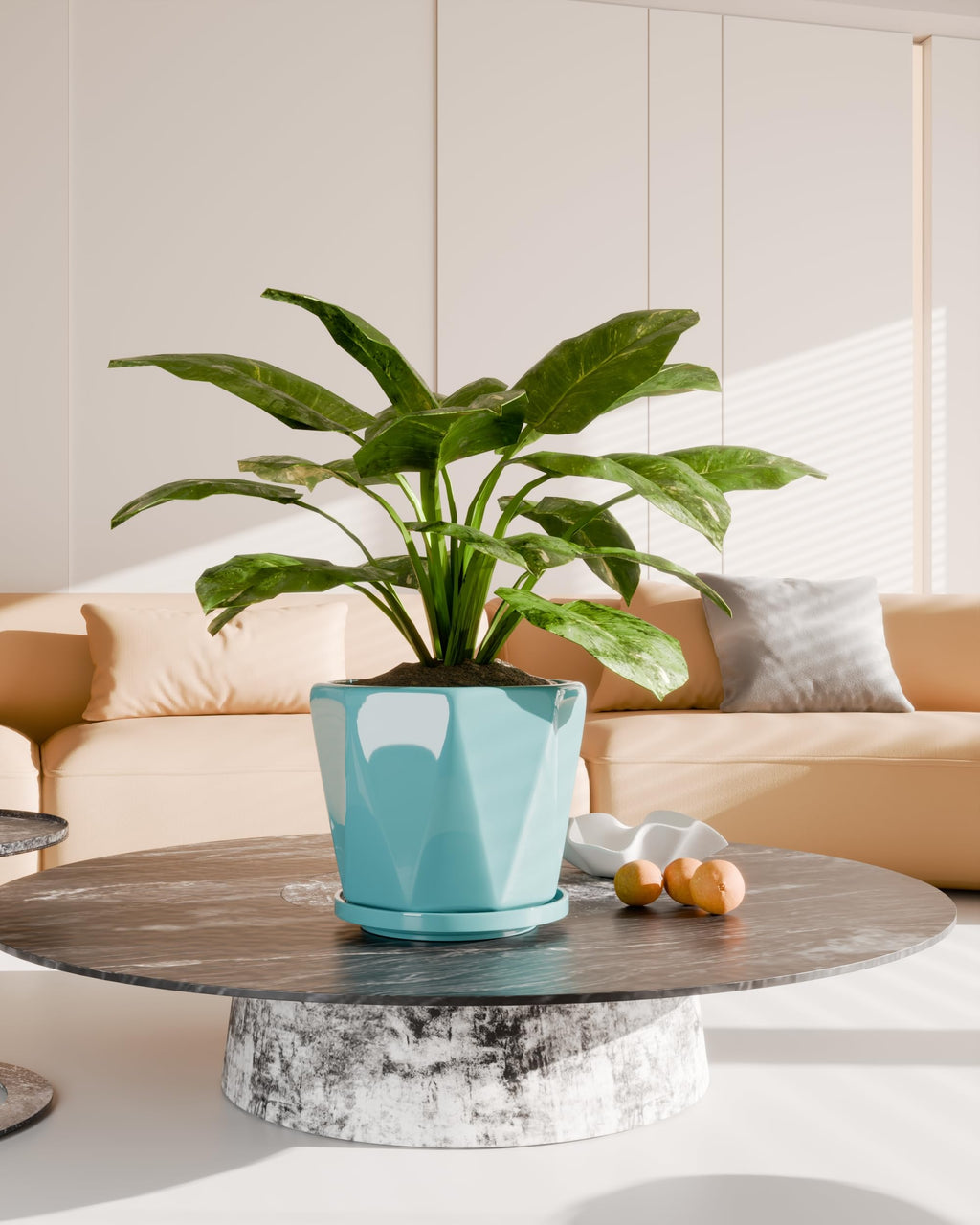 Ceramic Plant Pots Indoor, 8.6+7.1+5.5 Inch Planters with Drainage Holes and Saucers Set of 3 Large Flower Pots