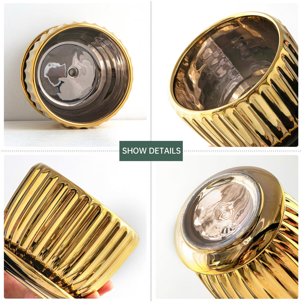 Ceramic Flower Pots, 4"+5"+6" Inch Small Glazed Succulent Planters with Drainage Hole, Modern Indoor Decorative Plant Pots Set of 3,Garden Pots with Saucer