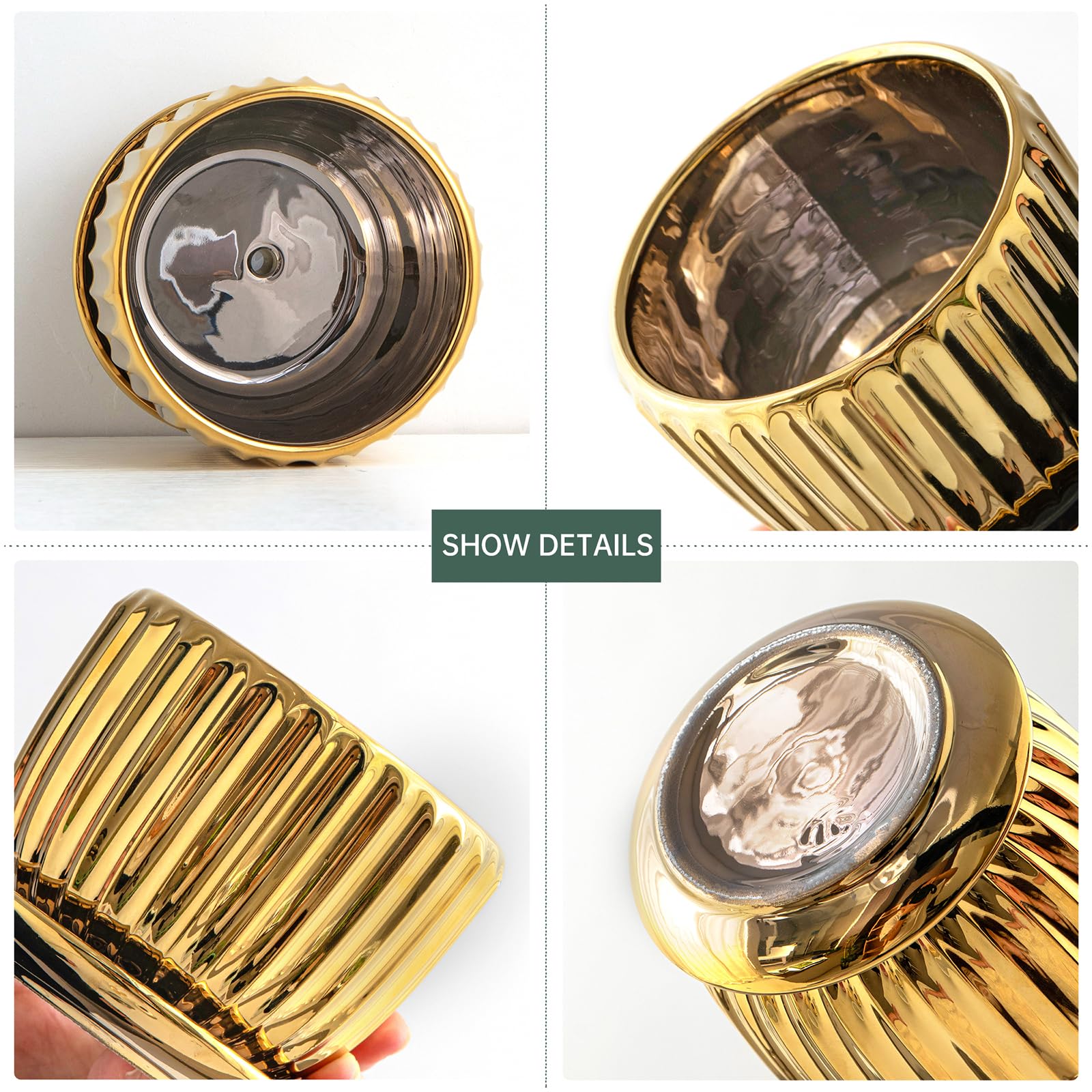 Ceramic Flower Pots, 4"+5"+6" Inch Small Glazed Succulent Planters with Drainage Hole, Modern Indoor Decorative Plant Pots Set of 3,Garden Pots with Saucer