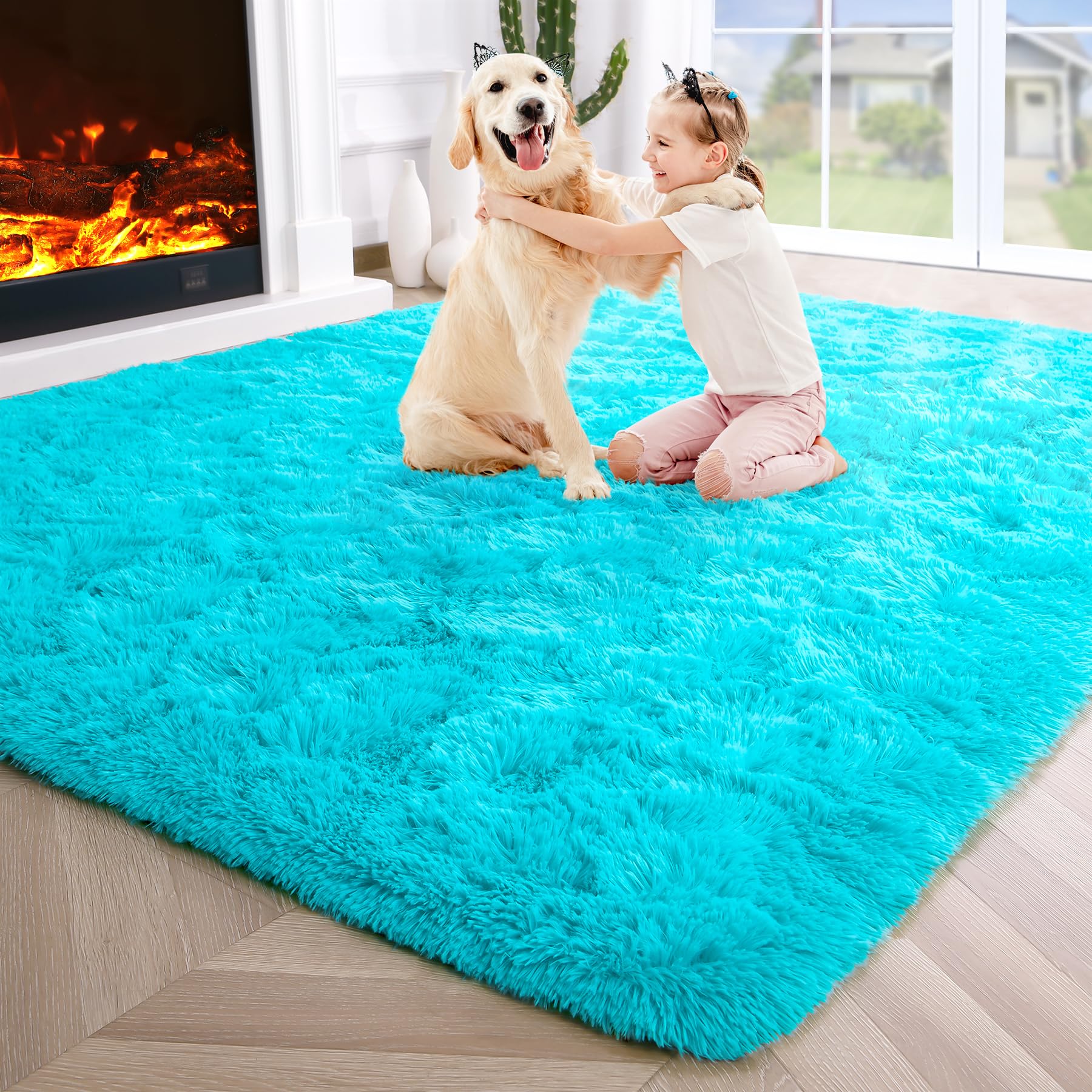 Fluffy Area Rugs Shag Throw Floor Carpet, Soft Shaggy Bedside Non-Slip Plush Rug Home Decor Aesthetic