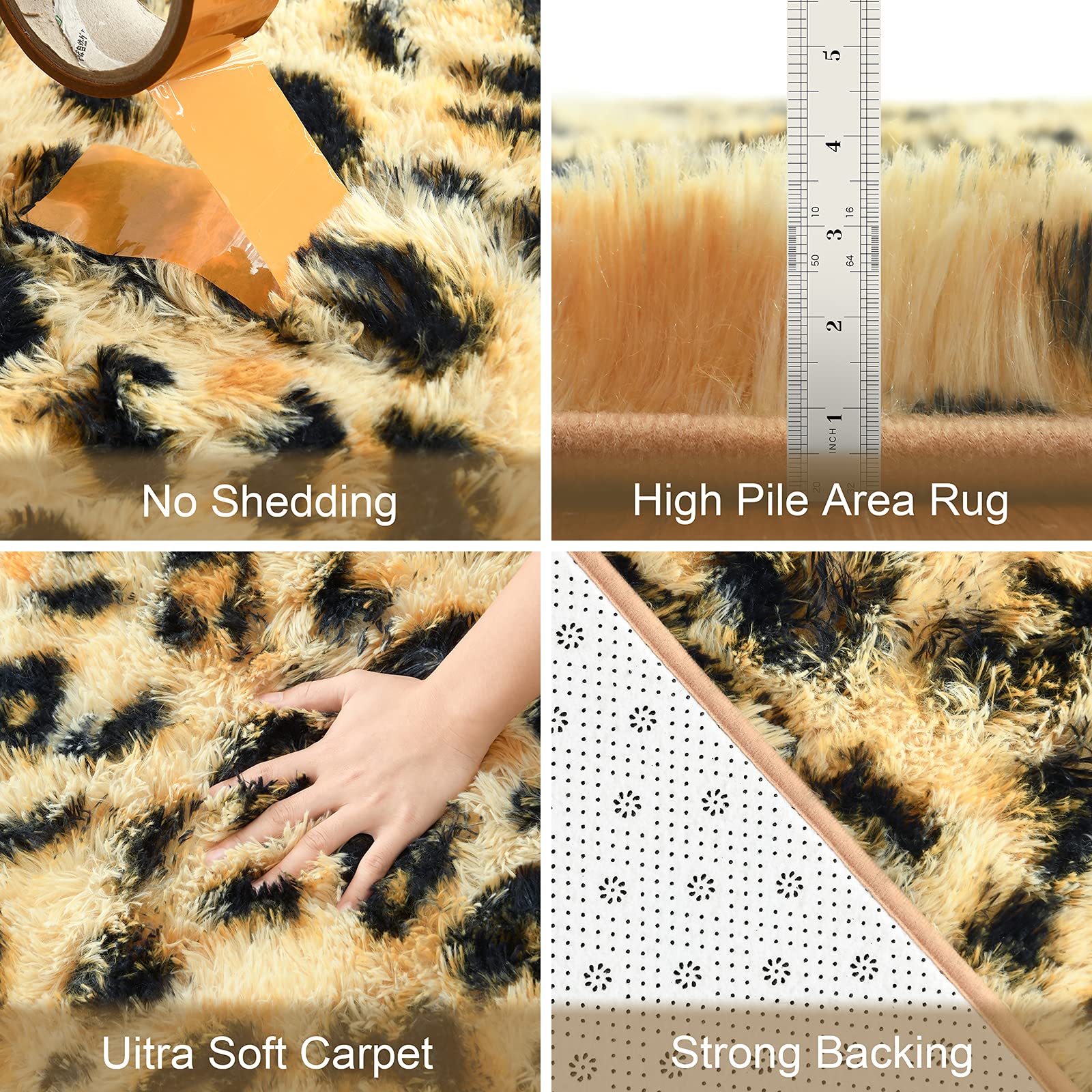 Leopard Rugs, Soft Bedroom Rugs - Fluffy Living Room Rugs, Girls Room Decor