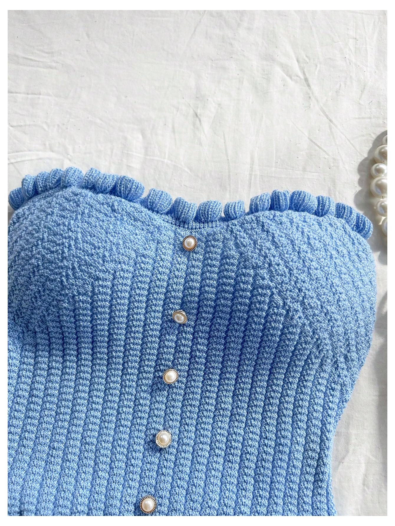 Women's Pearl Strapless Tops Summer Asymmetrical Tube Tops