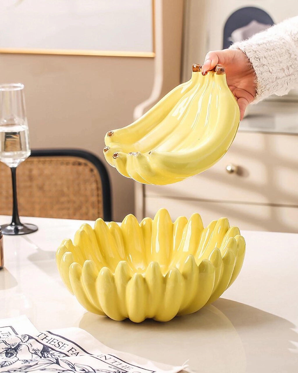 Ceramic Decorative Bowl Banana-Shaped Fruit Bowl