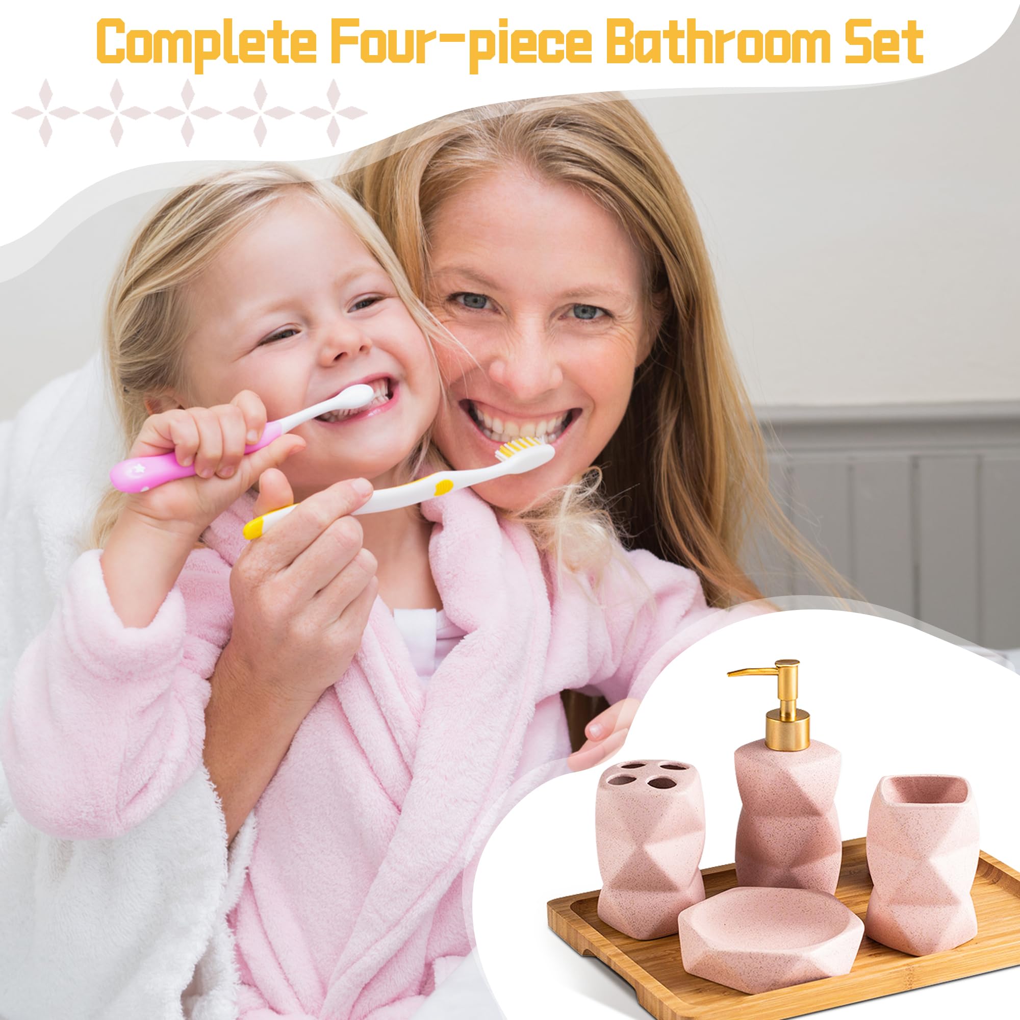 Ceramic Bathroom Accessories Set, Soap Dispenser, Toothbrush Holders, Tumbler, Soap Dish